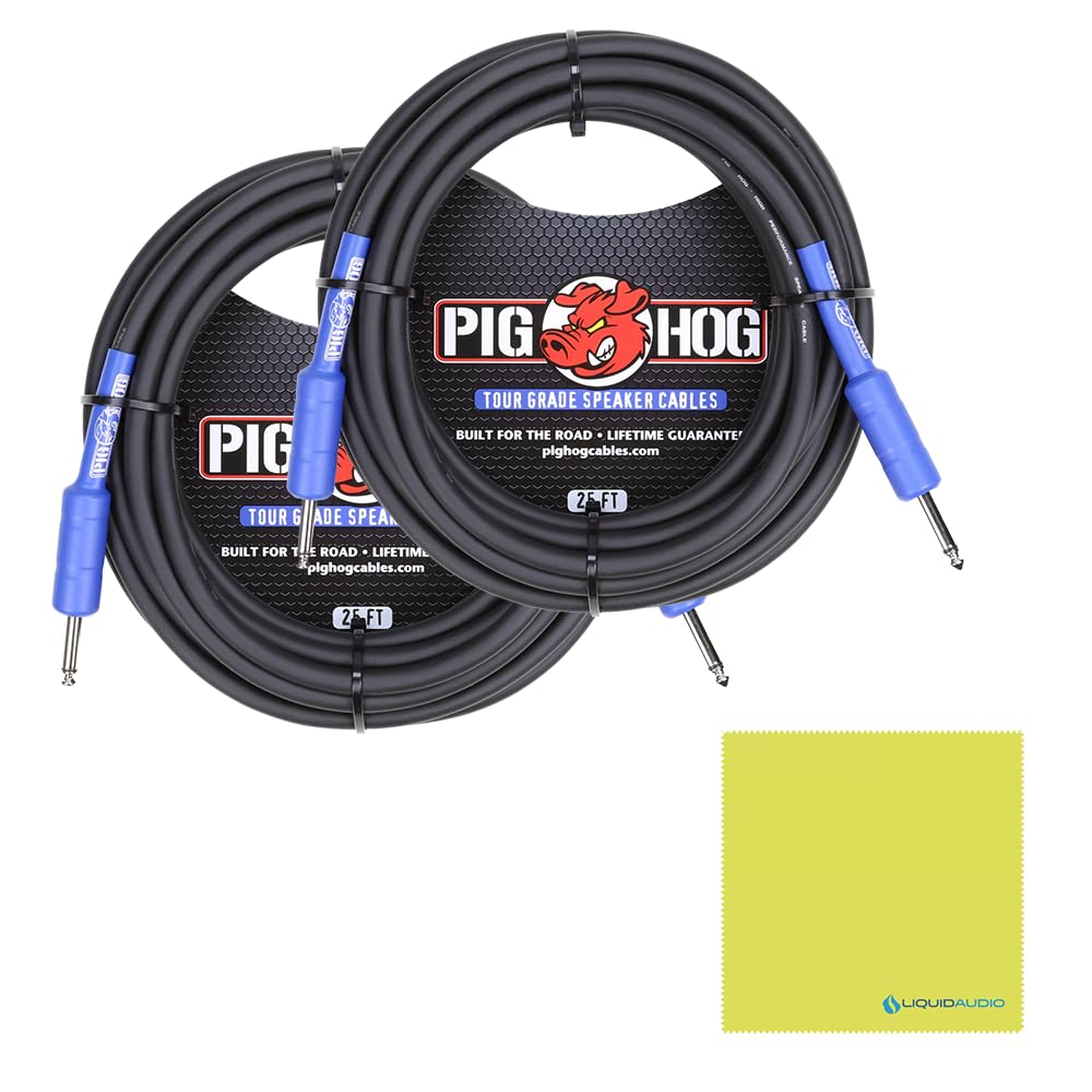 Crown XLS 2002 Two-channel, 650W @ 4Ω Power Amplifier Bundle w/ 2-Pack of Pig Hog PHSC25 9.2mm Speaker Cable (14 gauge wire) and Liquid Audio Polishing Cloth