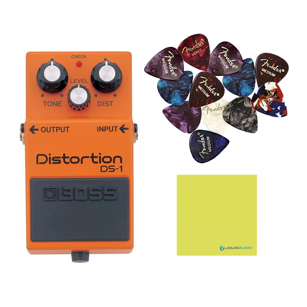 Boss TU-3 Chromatic Tuner Pedal with Bypass Bundle with Boss DS-1 Distortion Pedal, 12 Guitar Picks, Instrument Polishing Cloth - Accurate Tuning & Versatile Tone