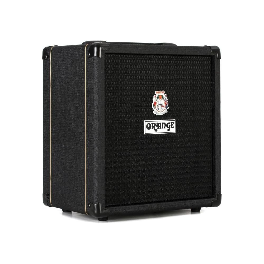 Orange Crush Bass 25 Black Guitar Combo Amp Bundle w/Pig Hog Black Woven Instrument Cable and Liquid Audio Polishing Cloth 1x8 25 Watts, 3 Band EQ & Integrated Chromatic Tuner