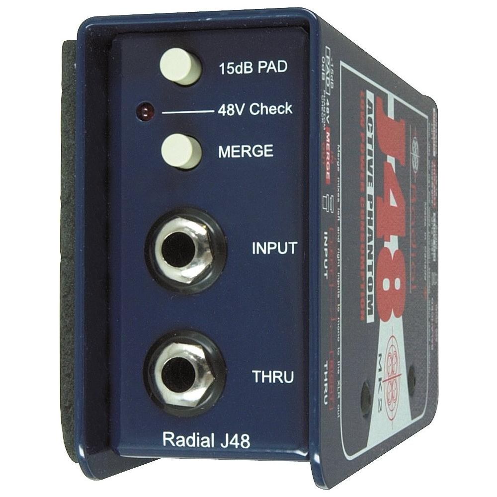 Radial J48 Active Direct Box Phantom Powered with Pad, Filter, and Merge Function New