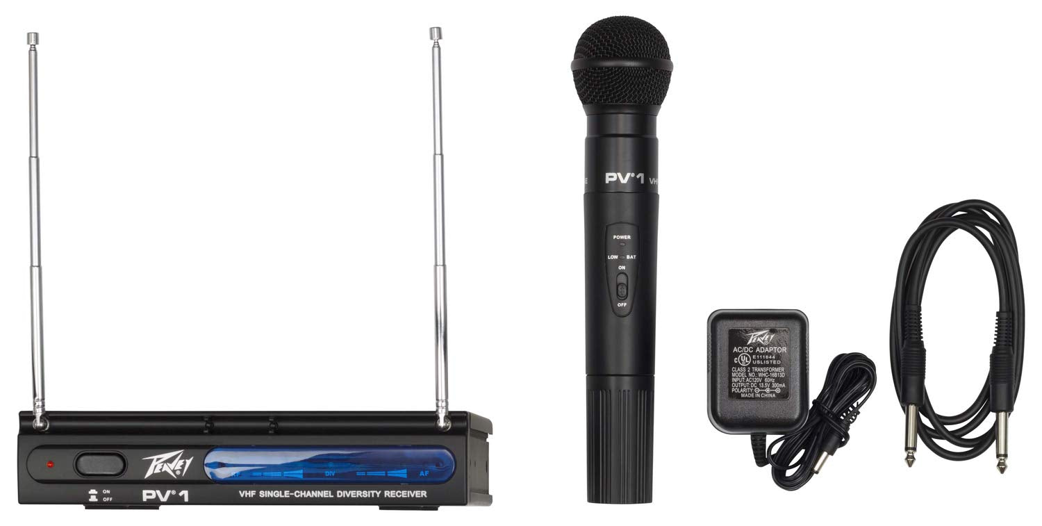 Peavey PV-1 Wireless Microphone System, UHF/VHF Frequencies, Diversity Receivers, XLR Connectivity