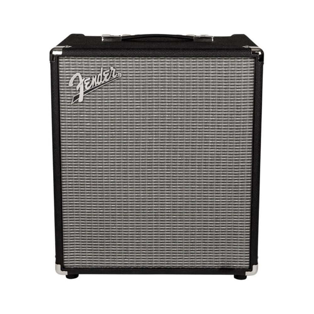 Fender Rumble 100 Bass Amplifier Bundle w/Pig Hog PCH10BK Black Woven Instrument Cable, Power Cable, 12x Fender Picks and Liquid Audio Polishing Cloth