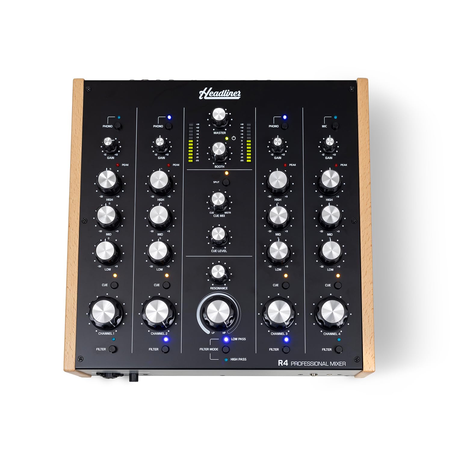 Headliner R4 4-Channel analog rotary DJ mixer with built-in Filter