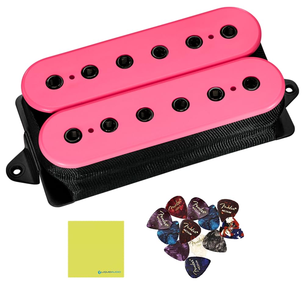 DiMarzio DP159FPK Evolution® Bridge F-Spaced Humbucker, Black Pole, Pink Bundle w/ 12-Pack Guitar Pick and Liquid Audio Polishing Cloth