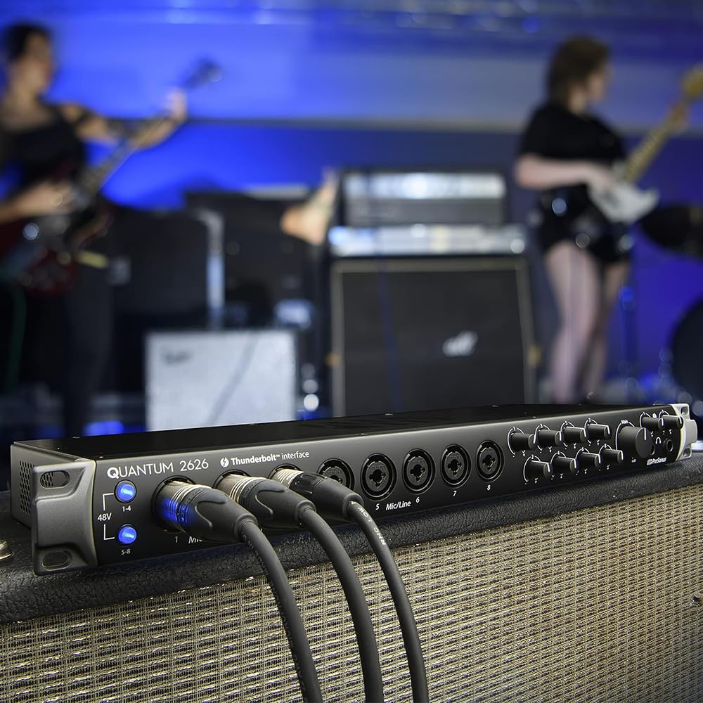 Pre Sonus Quantum 2626: 26x26 Thunderbolt™ 3 Audio Interface Bundle w/ 4-Pack Pig Hog PHM10 8mm Mic Cable and Liquid Audio Polishing Cloth