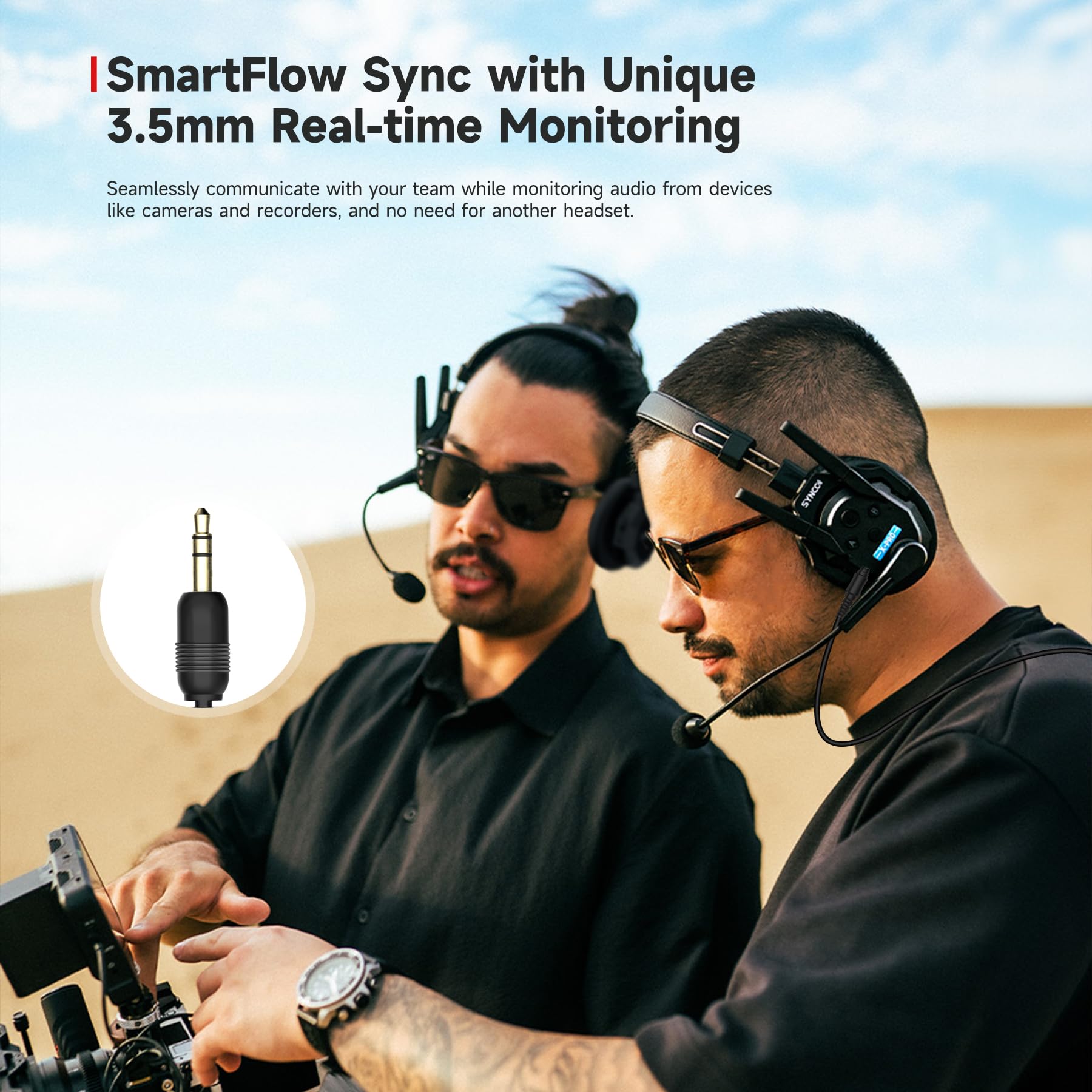 SYNCO Xtalk XMax2 Full-Duplex Wireless Intercom System with 2 Double-Ear Headsets (2.4 GHz) Random Master Device Design for Team Communication,Movie Shoot,Live Show Stage Performance
