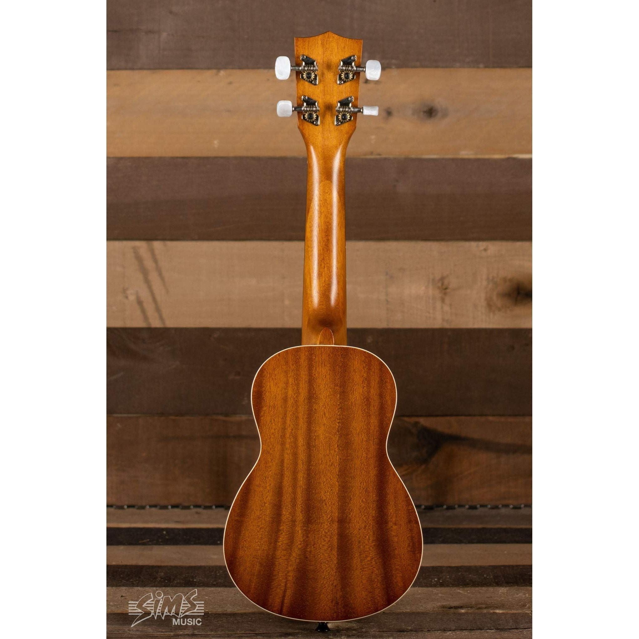 Kala Satin Mahogany Soprano Ukulele with White Binding (Brown)
