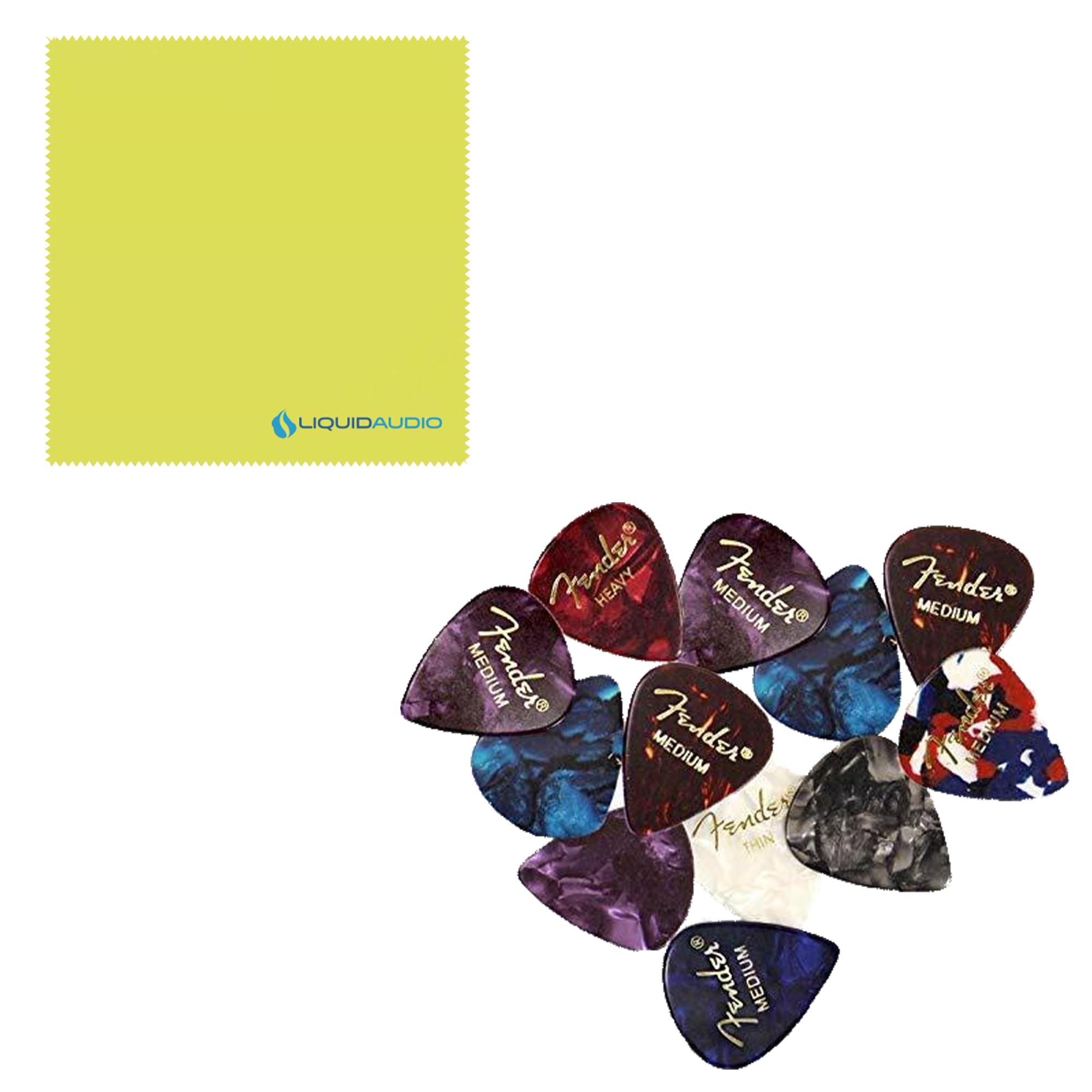 Squier Classic Vibe '50s Stratocaster, Maple Fingerboard, Fiesta Red Blonde - 0374005540 Bundle w/ 12-Pack Guitar Pick & Liquid Audio Polishing Cloth