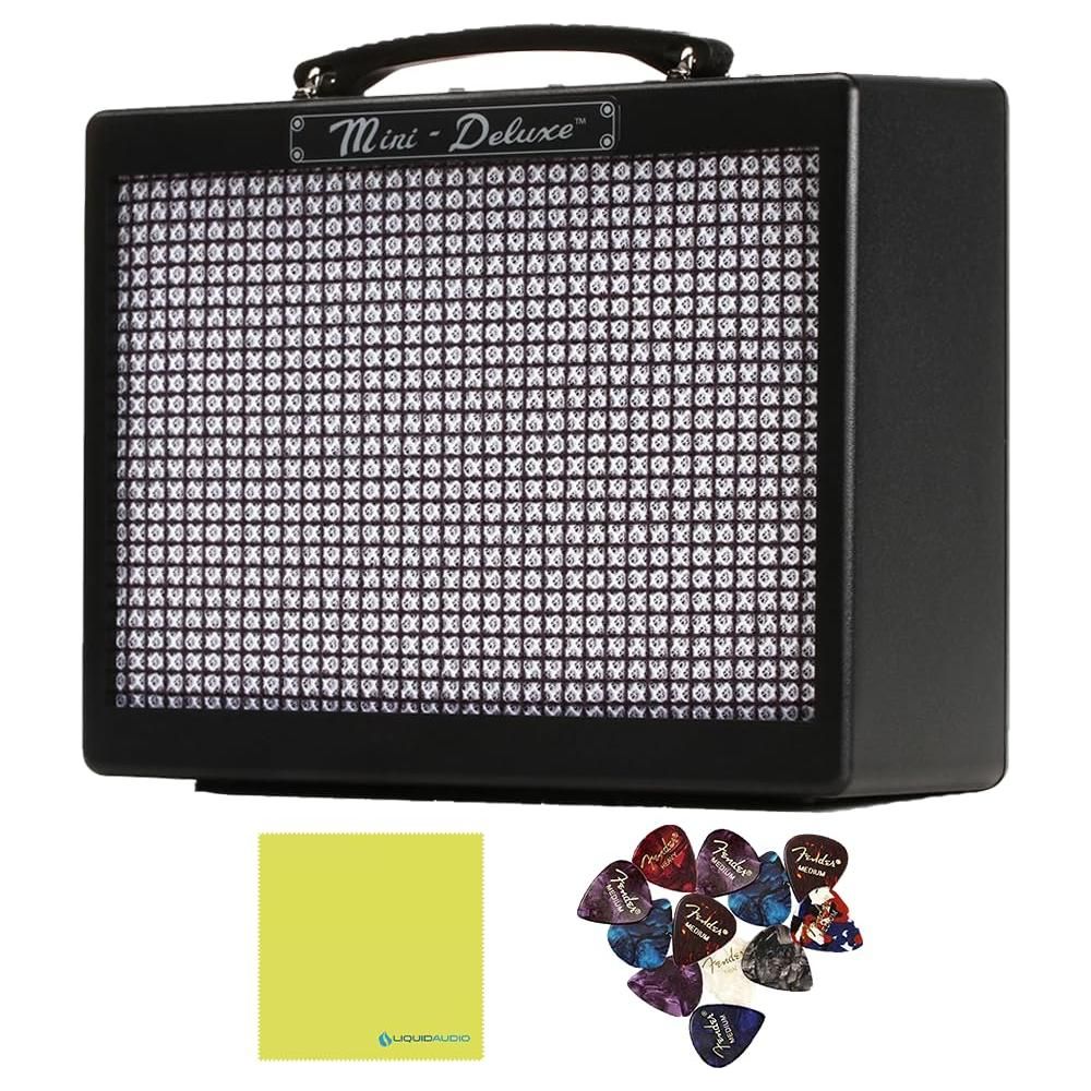 Fender MD20 Mini Deluxe Amp Bundle w/Fender Picks and Liquid Audio Polishing Cloth