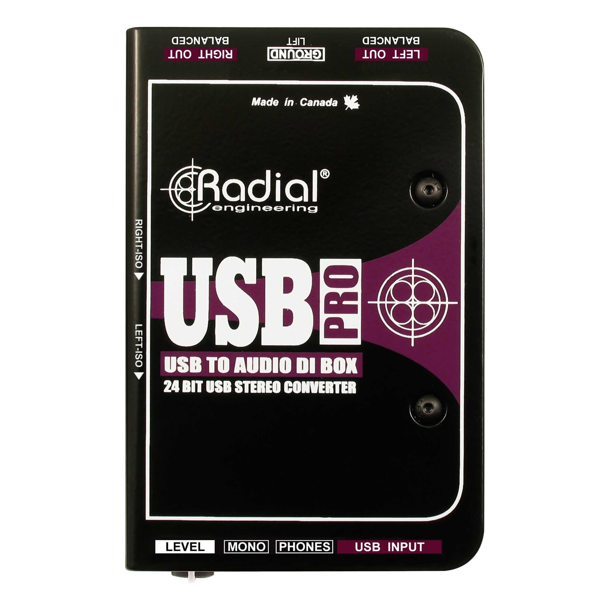 Radial USB-Pro 2-Channel USB Direct Box with 24-bit/96kHz Audio and XLR Outputs New