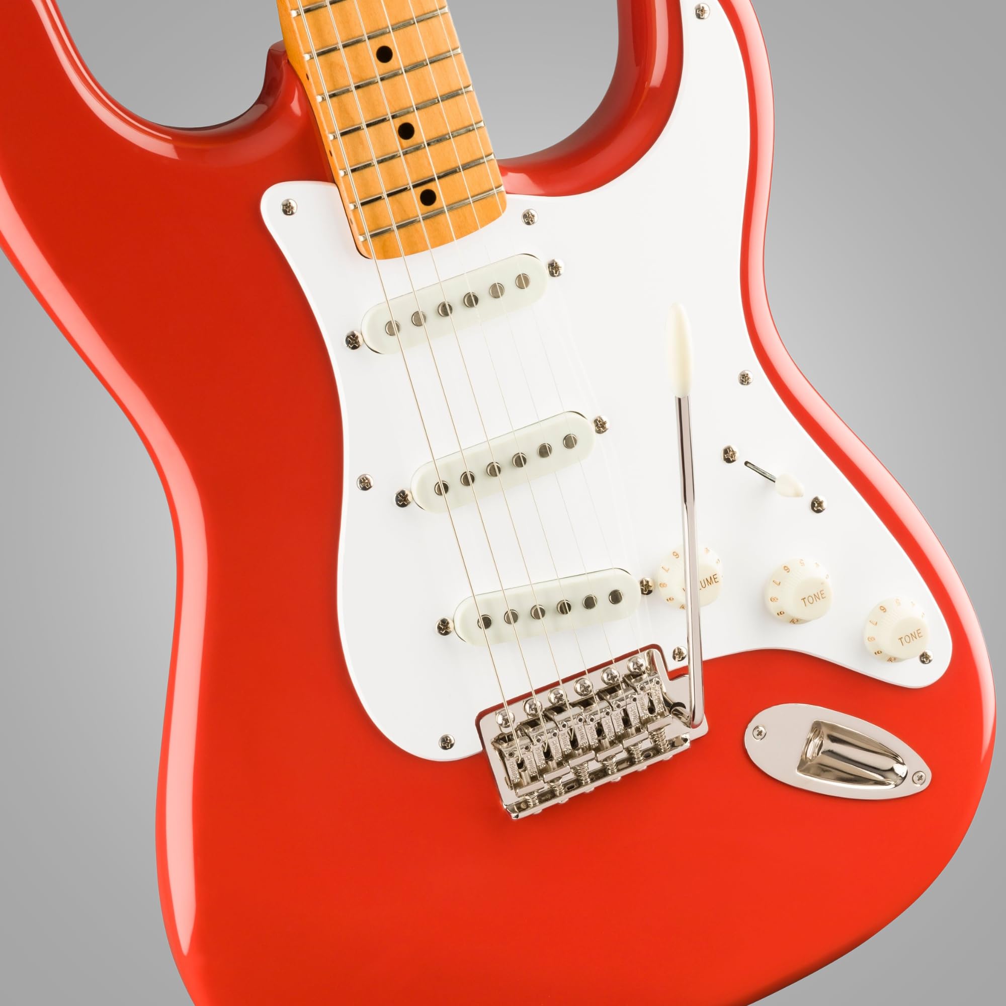 Squier Classic Vibe '50s Stratocaster, Maple Fingerboard, Fiesta Red Blonde - 0374005540 Bundle w/ 12-Pack Guitar Pick & Liquid Audio Polishing Cloth