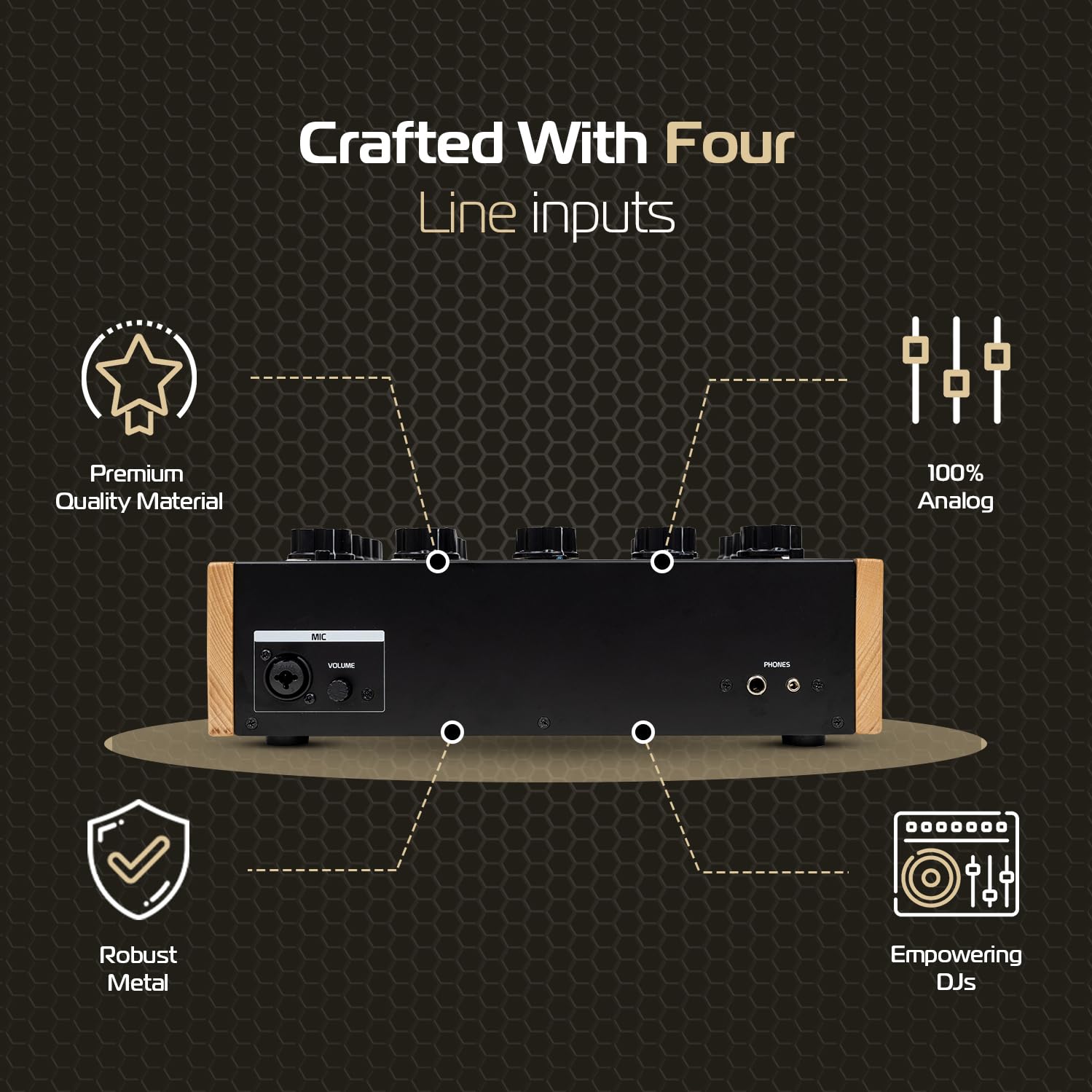 Headliner R4 4-Channel analog rotary DJ mixer with built-in Filter