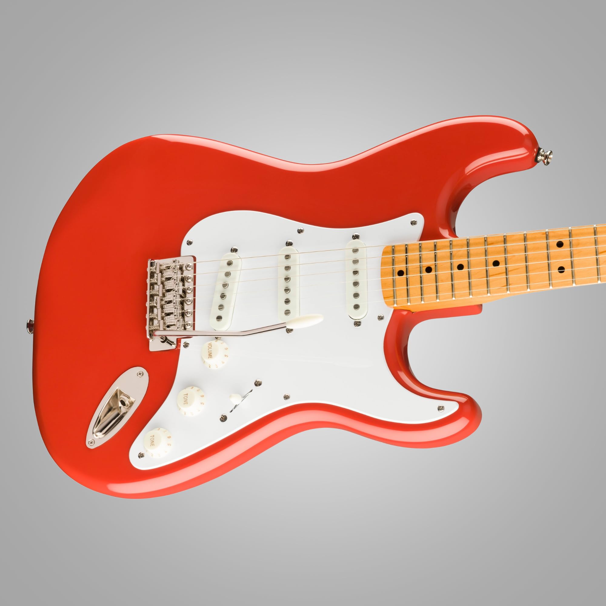 Squier Classic Vibe '50s Stratocaster, Maple Fingerboard, Fiesta Red Blonde - 0374005540 Bundle w/ 12-Pack Guitar Pick & Liquid Audio Polishing Cloth
