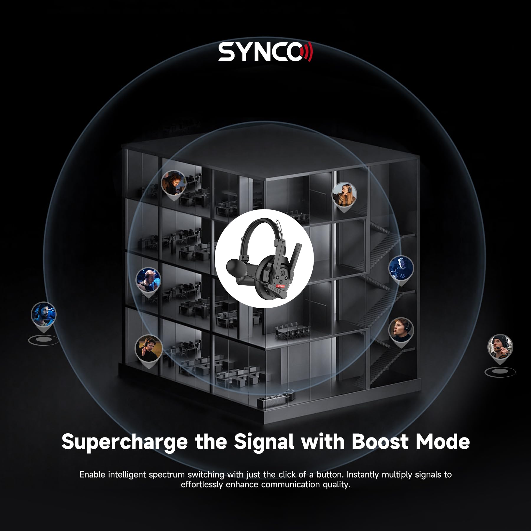 SYNCO XTALK PRO Wireless Intercom Headset System 2.4 GHz 1640feet/500 Meter Long Distance Range Communication Headset for Live Show Stage Performance Movie Shoot