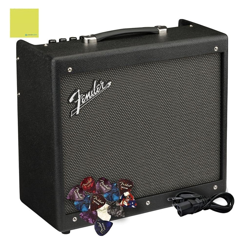 Fender Mustang GTX50 Guitar Combo Amplifier, Black Bundle w/ 12x Picks, Power Cable and Liquid Audio Polishing Cloth