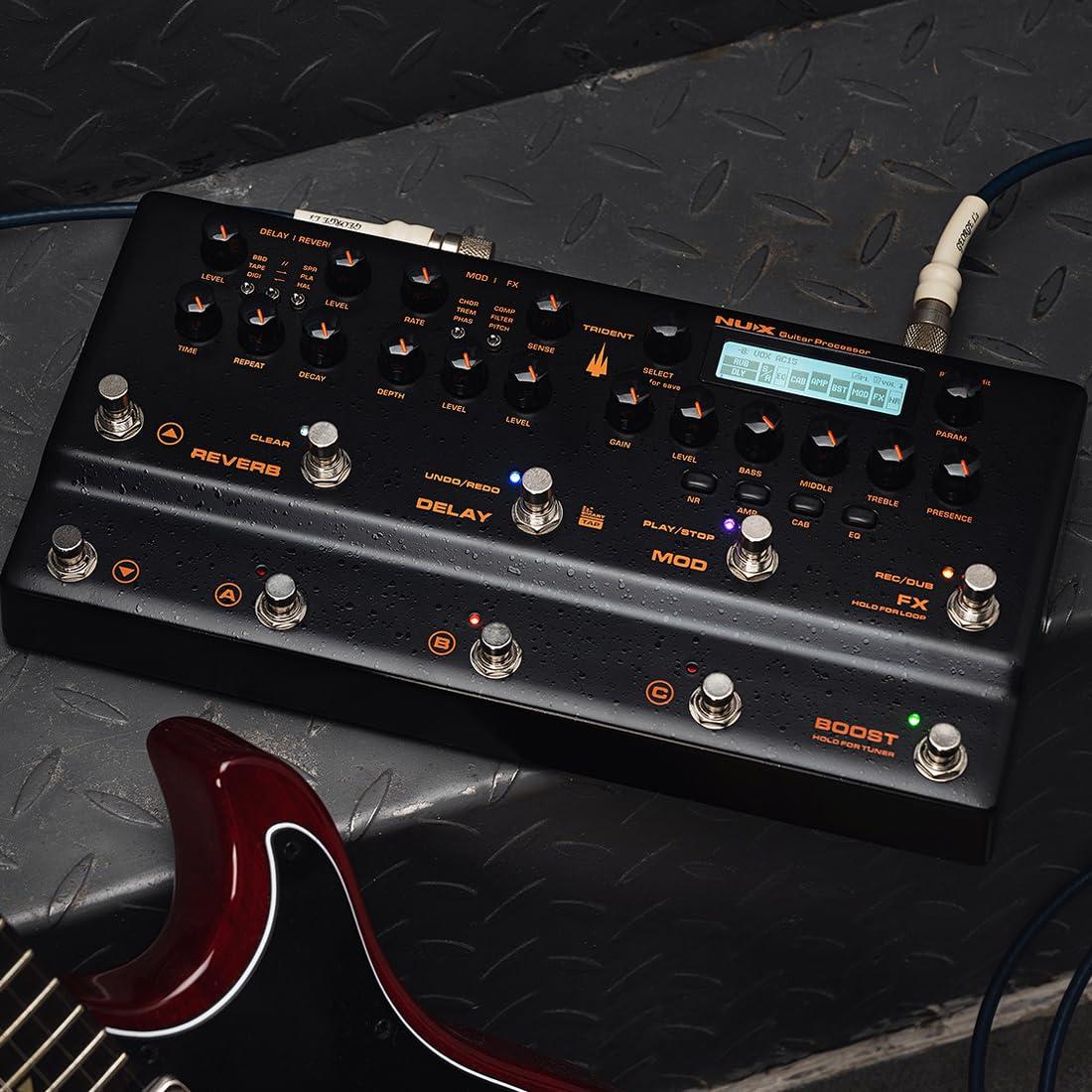 NUX Trident Multi Effects Processors with Adaptor, TSAC-4K Amp Modeling Algorithm, 27 Cab IRs,1024 Sample Resolution