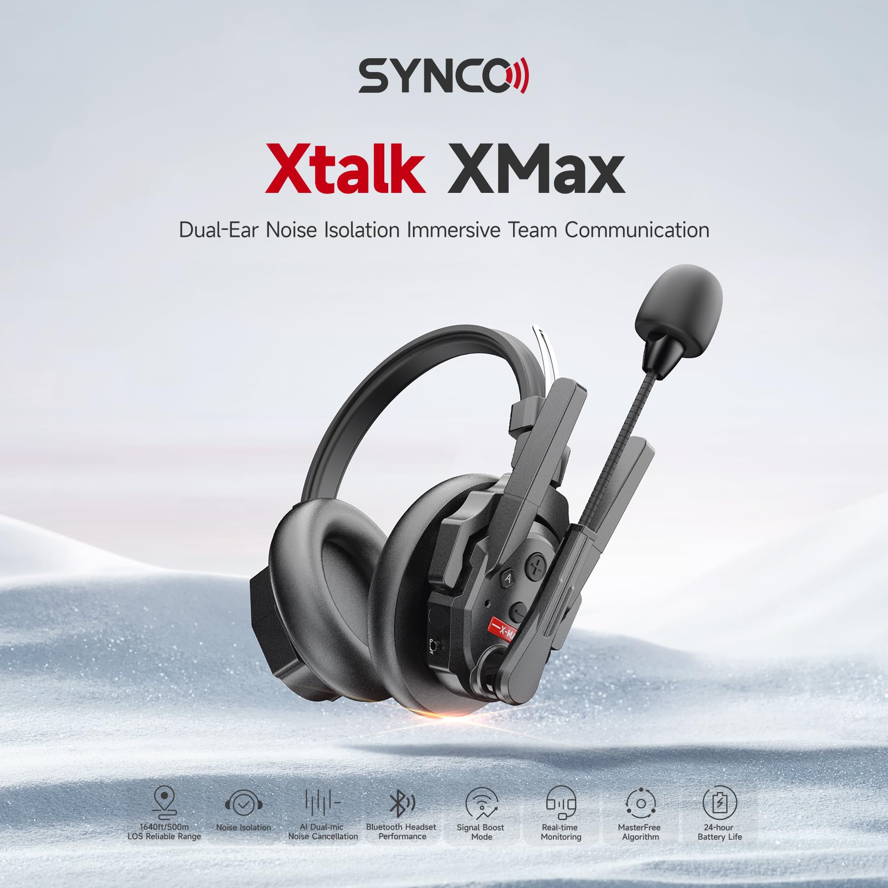 SYNCO Xtalk XMax2 Full-Duplex Wireless Intercom System with 2 Double-Ear Headsets (2.4 GHz) Random Master Device Design for Team Communication,Movie Shoot,Live Show Stage Performance