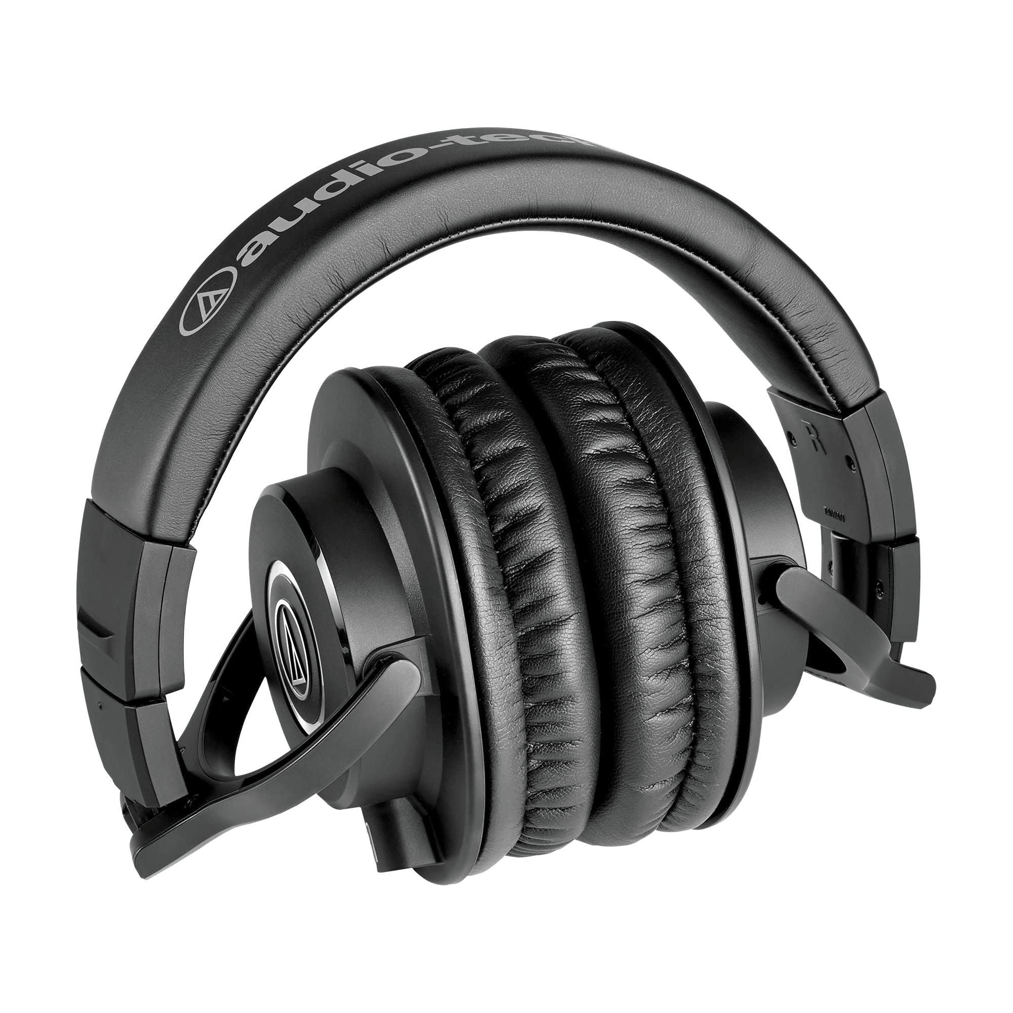 Audio Technica ATH-M40x Professional Studio Monitor Headphone Bundle with Detachable Cables, Pig hog 25 Extension Cable, Detachable Cables, Screw-on 1/4 Adapter & Liquid Audio Polishing Cloth