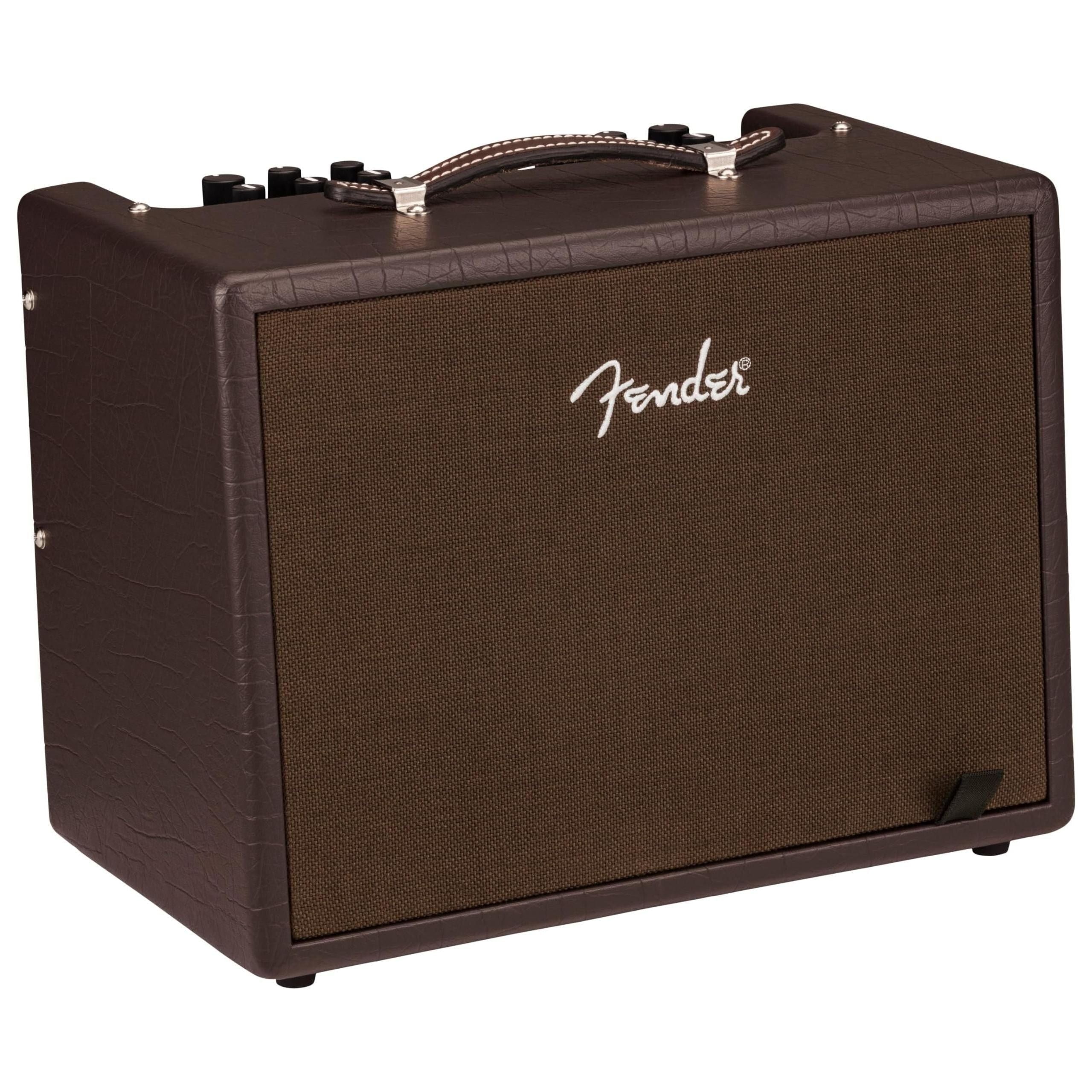 Fender Acoustic Junior Guitar Amplifier, 120V, Dark Brown, Bundle w/Pig Hog Black Woven Instrument Cable, 12-Pack Guitar Picks & Liquid Audio Polishing Cloth