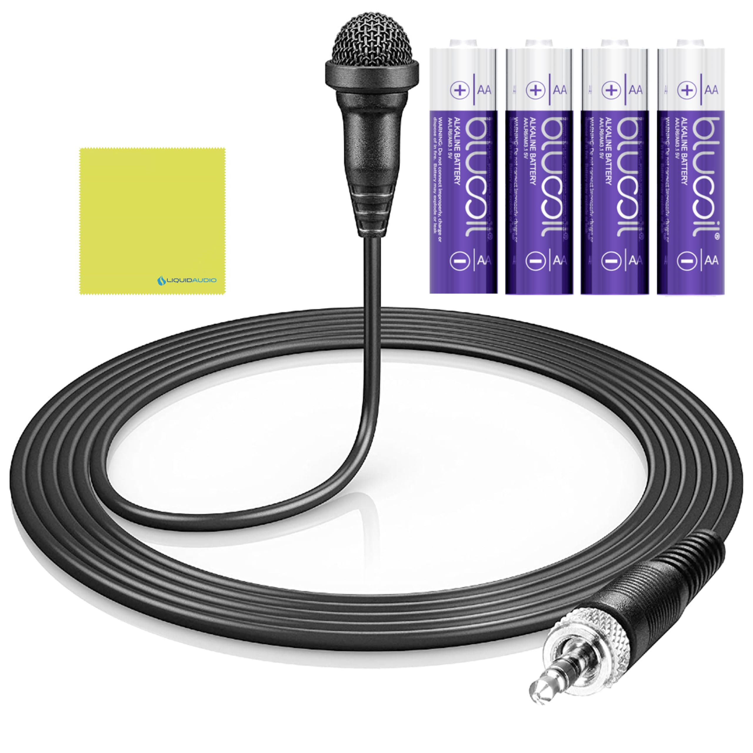 Liquid Audio Sennheiser ME 2 Omnidirectional Lavalier Microphone Bundle w/ 4-Pack Blucoil AA Batteries Polishing Cloth