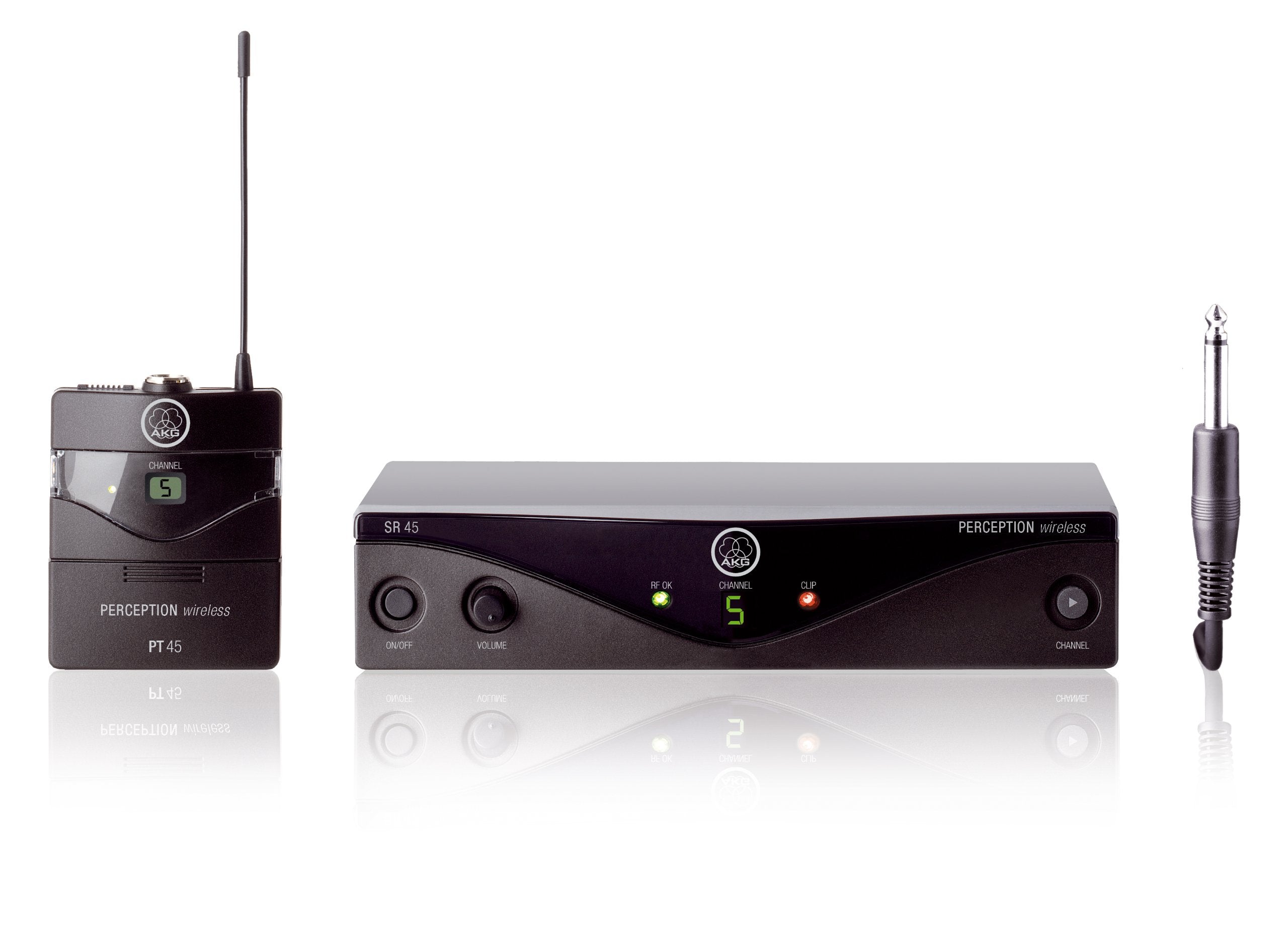 AKG Pro Audio Perception Wireless Microphone System with SR45 Stationary Receiver and PT45 Pocket Transmitter- Instrumental Set (3250H00010)