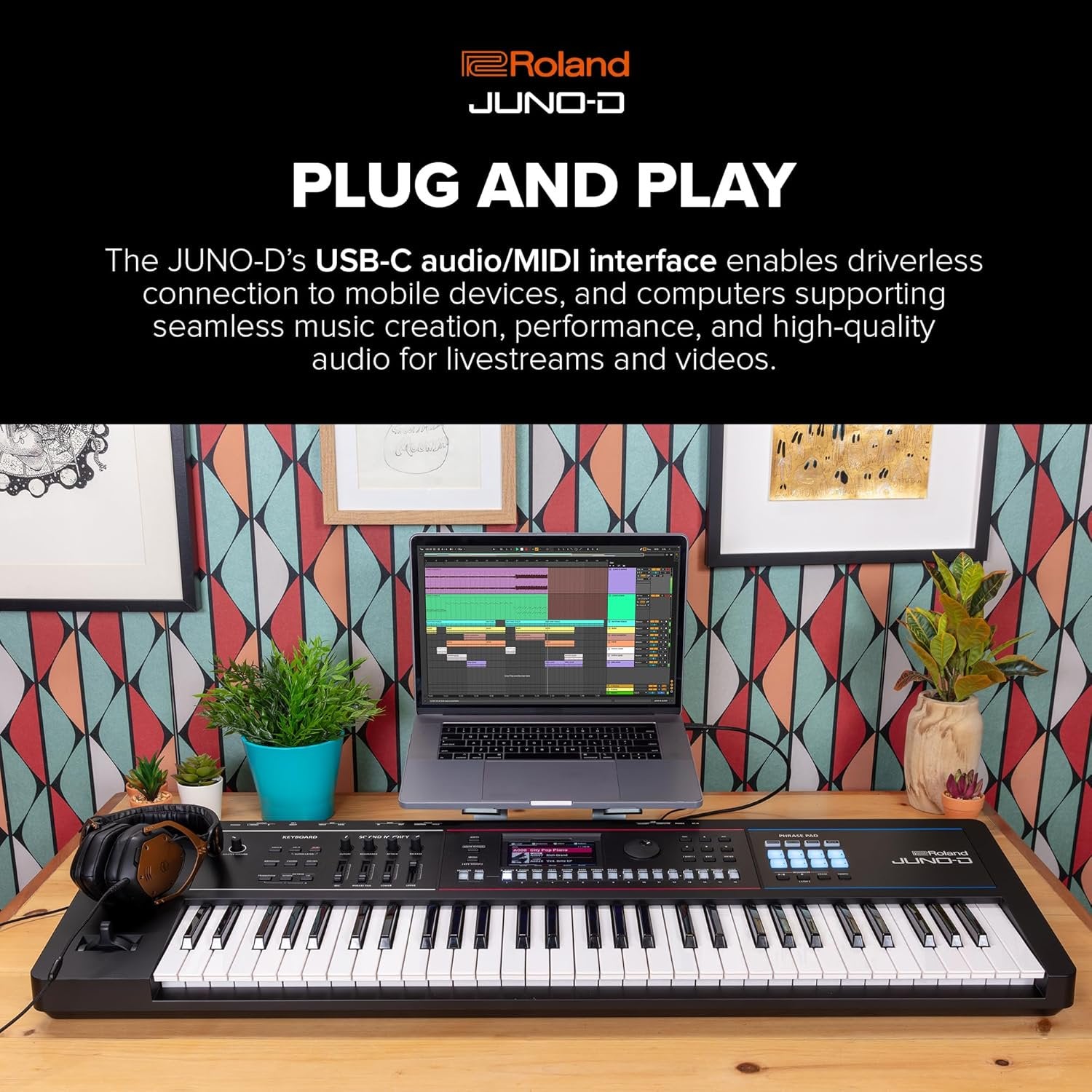 Roland JUNO-D8 Synthesizer | 88-Note Weighted Keyboard with Hammer Action | ZEN-Core Engine with Over 3800 Onboard Sounds | Intuitive Creative Tools | USB-C Audio/MIDI Interface for Mobile & Computers