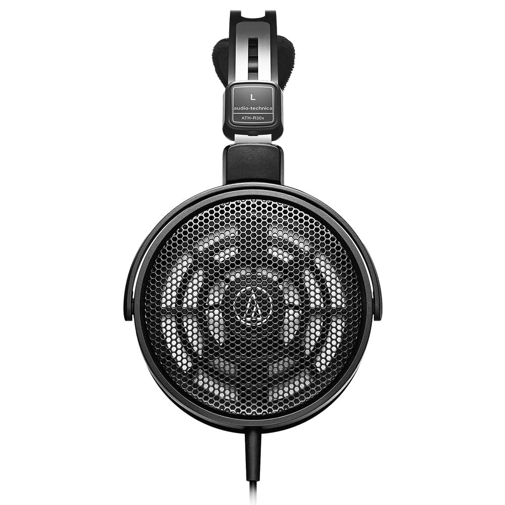 Audio Technica ATH-R30x Over-Ear Open-Back Reference Headphones Bundle with 25ft Pig Hog Headphone Extension Cable (1/4") & Polishing Cloth – Studio Monitoring, Mixing & Critical Listening