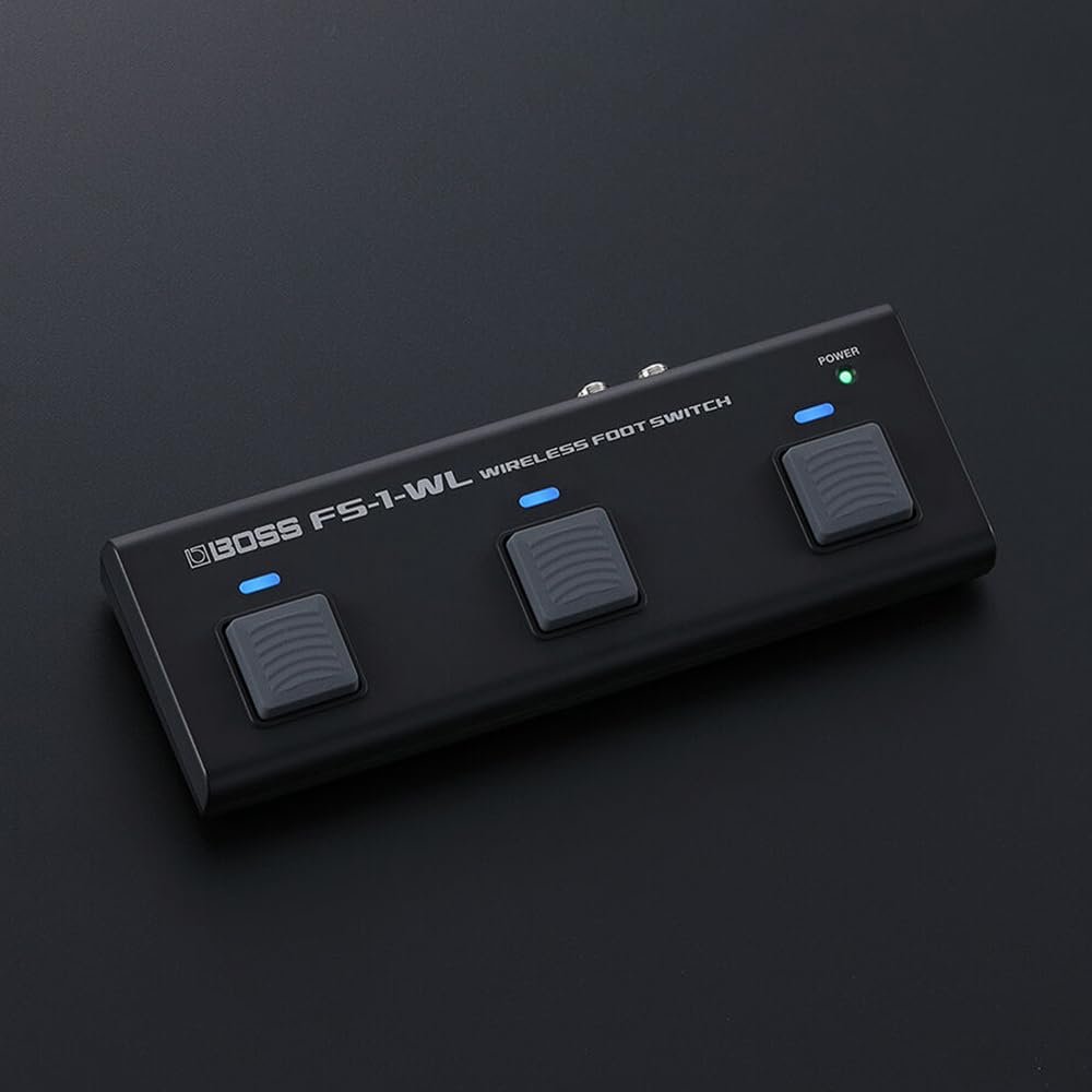 Boss FS-1-WL Bluetooth Wireless Footswitch Bundle with 10ft Pig Hog "Black Woven" Instrument Cable & Polishing Cloth – Compact Wireless Control for Guitar & Bass