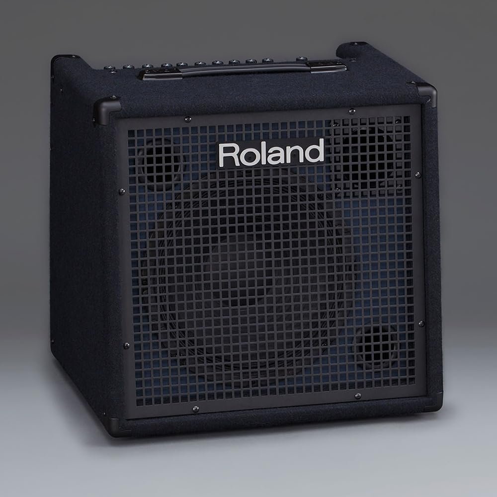 Roland KC-400 4-Channel Stereo Mixing Keyboard Amplifier Bundle with 25ft Pig Hog 9.2mm Speaker Cable & Polishing Cloth – 150-Watt Output, 12" Woofer, Flexible I/O, and Powerful Sound Projection
