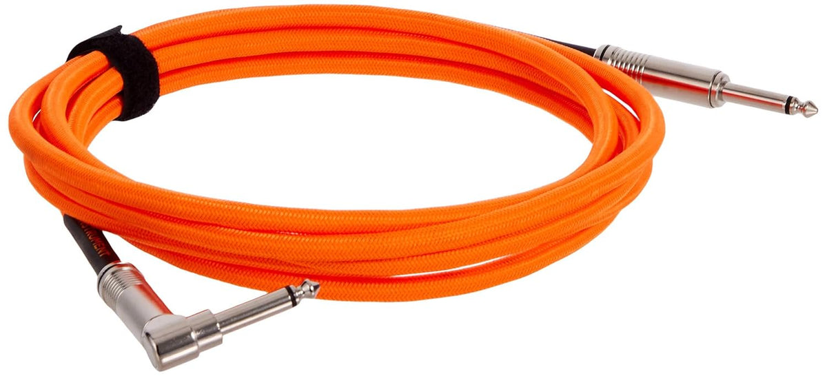 Ernie Ball Braided Instrument Cable, Straight/Angle, 10ft, Neon Orange (P06079)