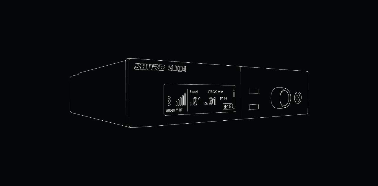 Shure SLXD4 Single Channel Receiver - for use with SLX-D Digital Wireless Microphone Systems, Transmitter Sold Separately | H55 Band (SLXD4=-H55)