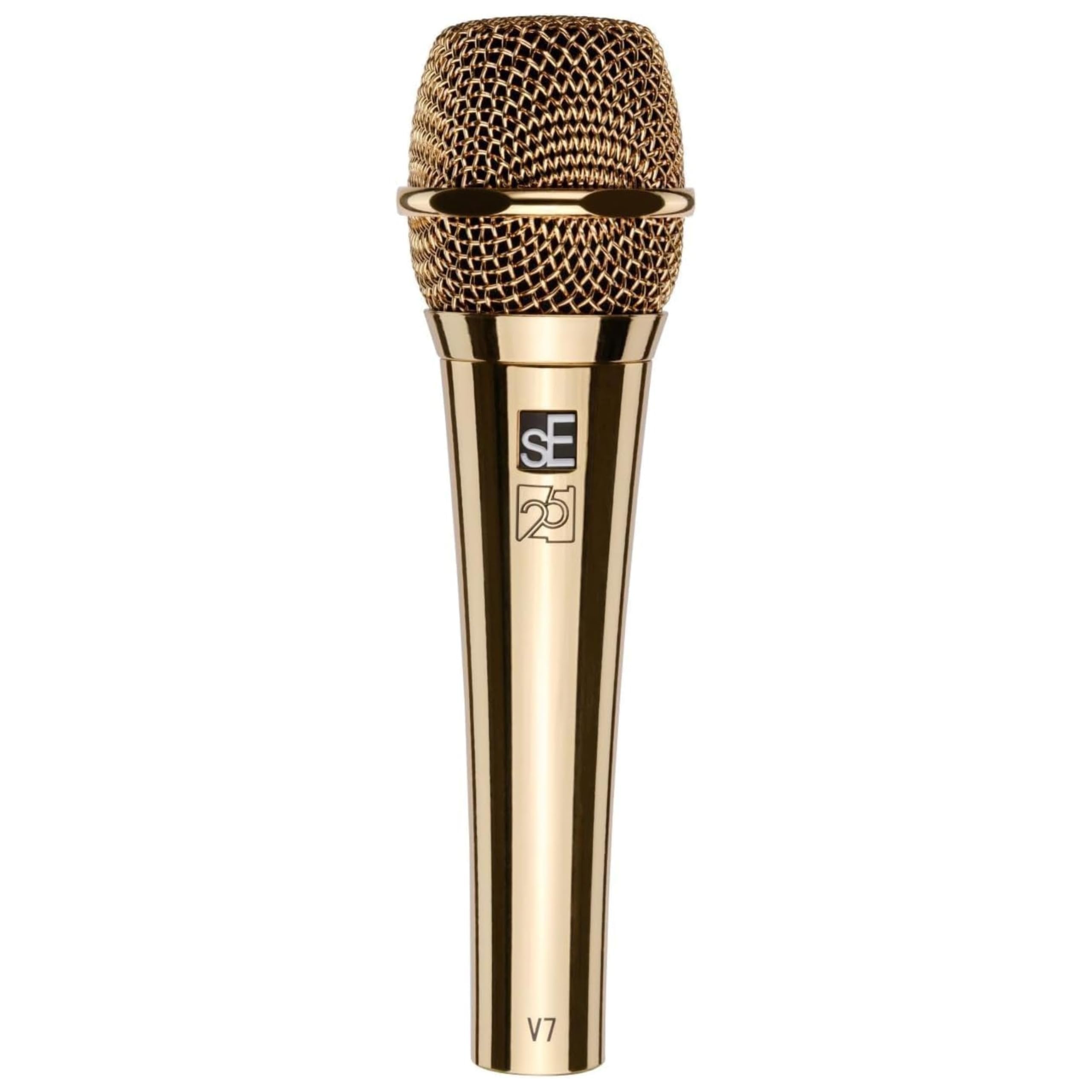 SE ELECTRONICS V7 Dynamic Microphone for Singing, Speech & Studio Recording - XLR Handheld Professional Microphone with Supercardioid Aluminum Voice Coil for Huge Gain Before Feedback - Gold