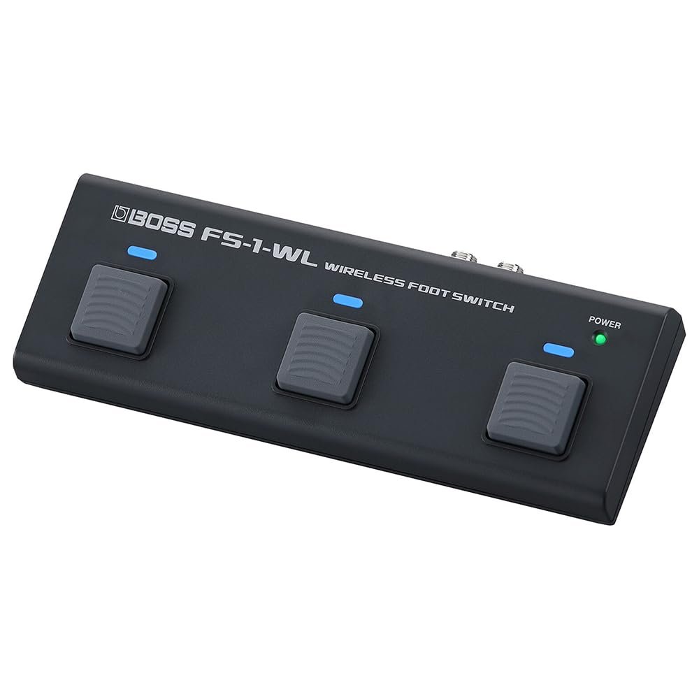 Boss FS-1-WL Bluetooth Wireless Footswitch Bundle with 10ft Pig Hog "Black Woven" Instrument Cable & Polishing Cloth – Compact Wireless Control for Guitar & Bass