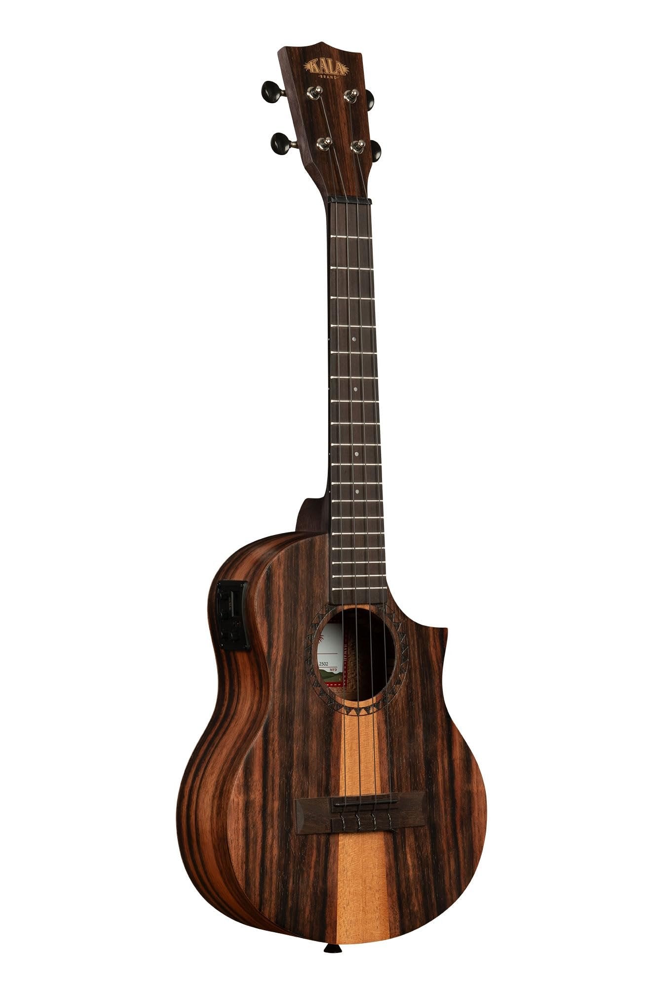 Kala Amara Tri-Top Tenor Ukulele with Cutaway & EQ – Gift, Striking Wood Design, Electric-Acoustic, Rich Tone, 4-String Ukulele