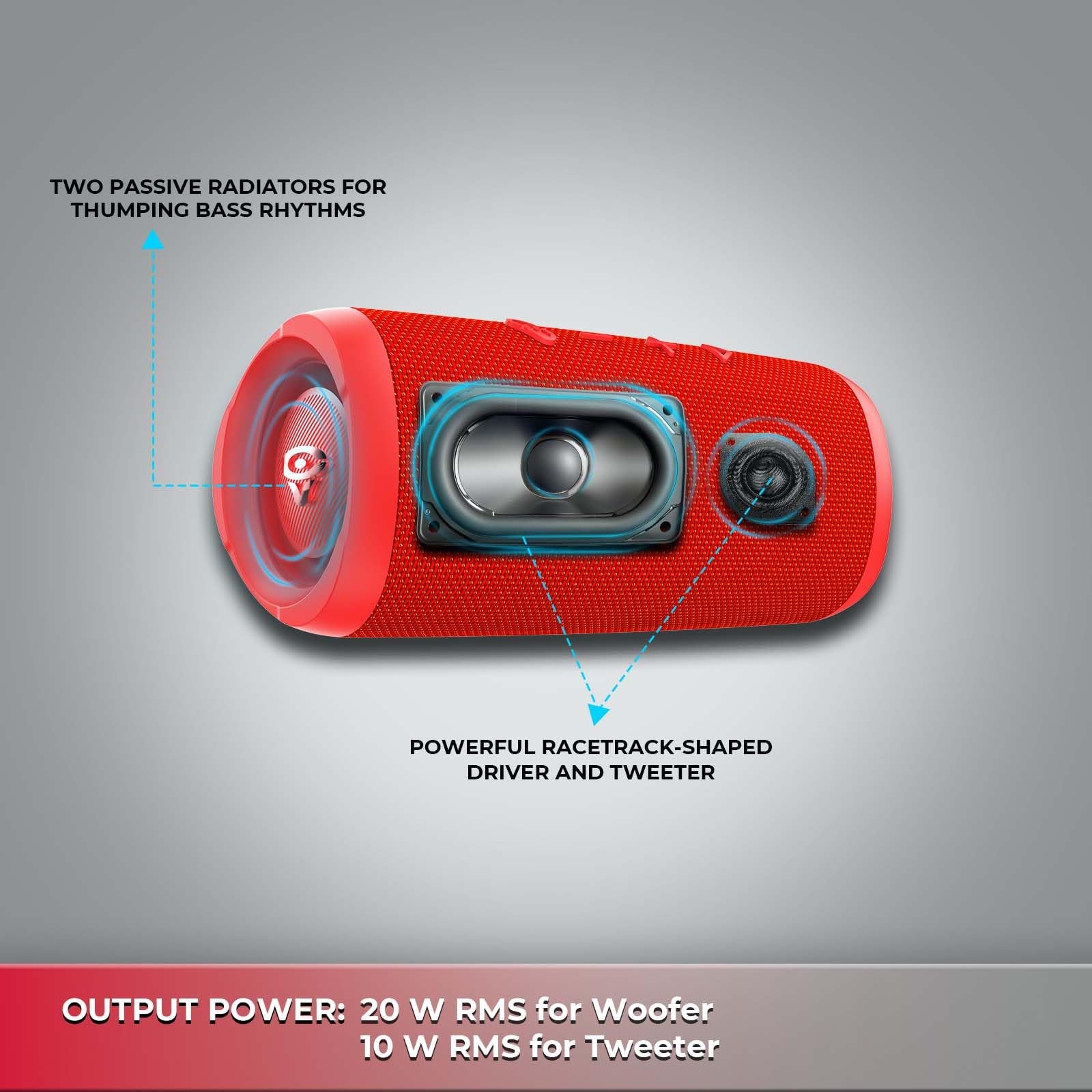 Cerwin-Vega VEGAMINI VMRED Portable Bluetooth Hand Held Speaker with Strap,Red