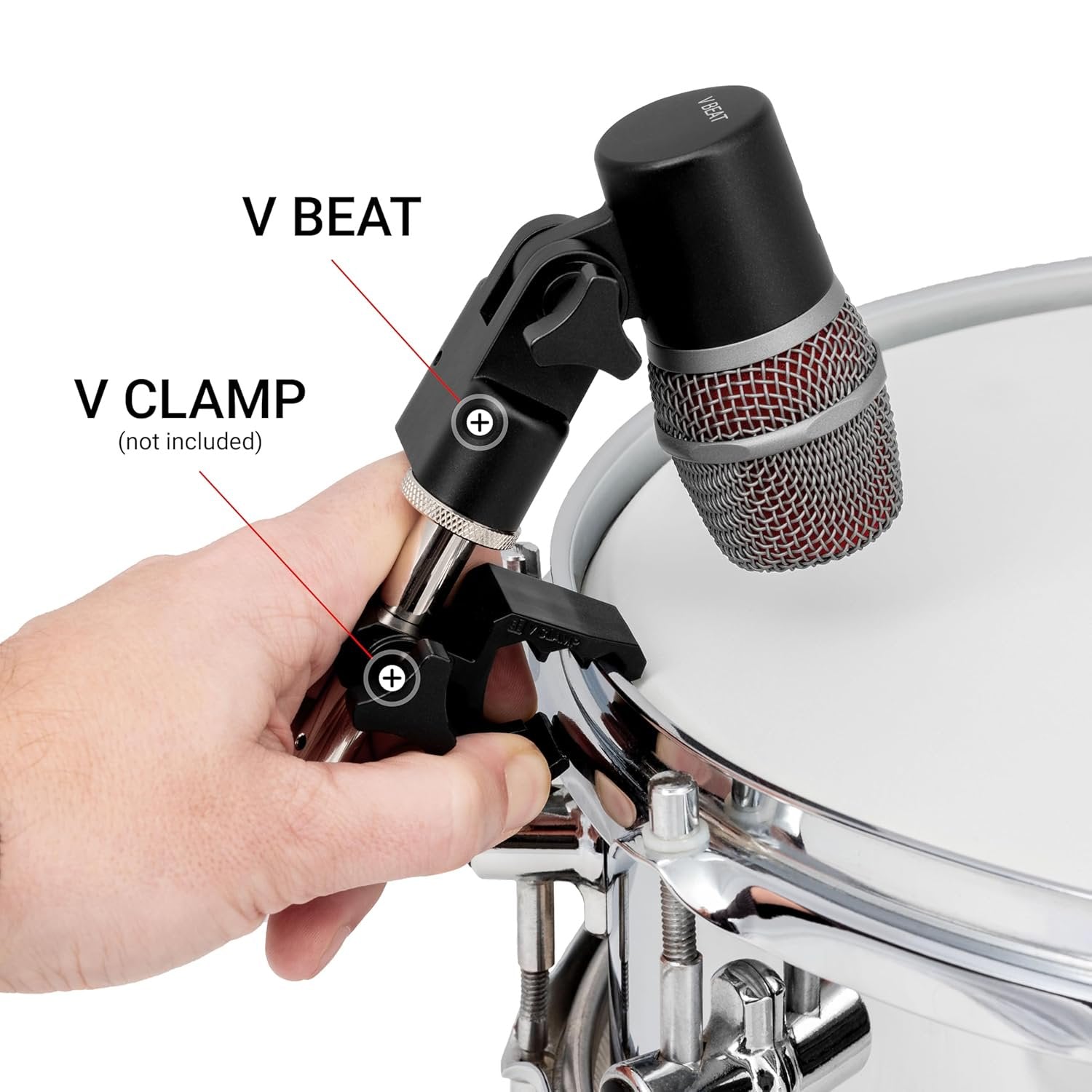 SE ELECTRONICS V BEAT Drum Mic - Compact Dynamic Supercardioid Drum Microphone for Toms & Snares with Adjustable Swivel Mount for Precise Positioning - Perfect for Studio & Live Use (Black)