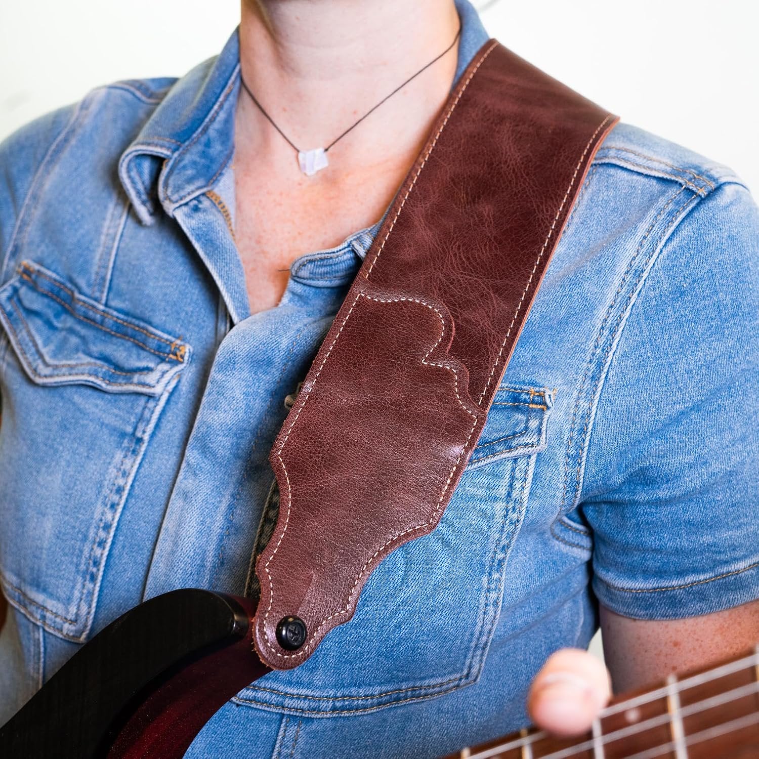 Franklin Strap 3" Premium Aged Leather with Leather Backing Guitar Strap (OxBlood)