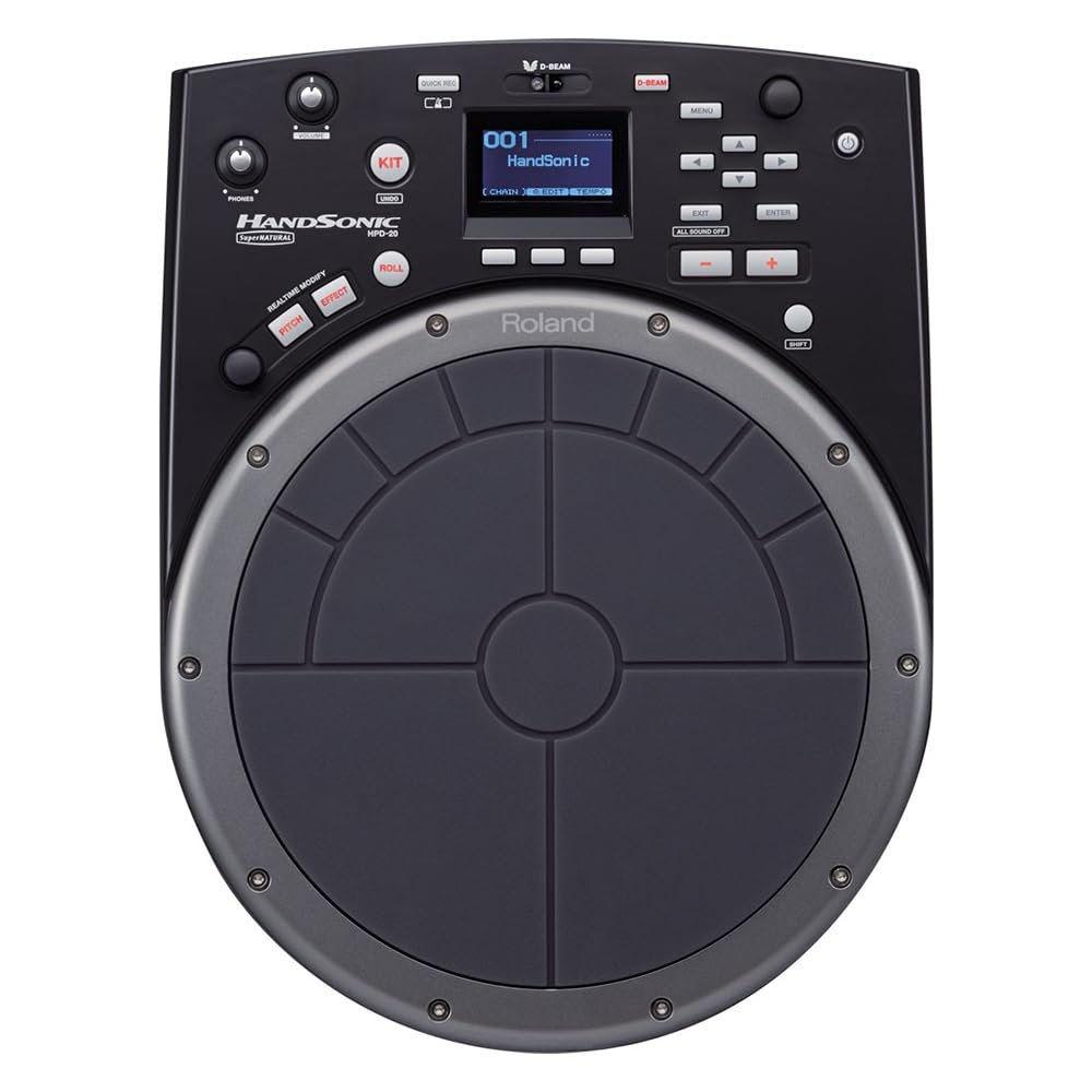 Roland HandSonic HPD-20 Digital Hand Percussion Controller Bundle with 6ft Pig Hog MIDI Cable & Polishing Cloth – 10in Pad with 13 Velocity-Sensitive Sections, 850 Sounds, Sampling & MIDI Integration