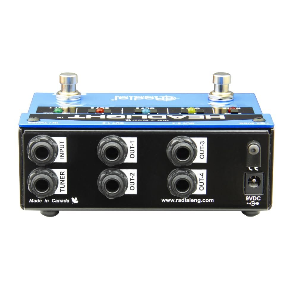 Radial Engineering Headlight Four Output Guitar Amp Selector Bundle w/Pig Hog "Black Woven" Instrument Cable and Liquid Audio Polishing Cloth