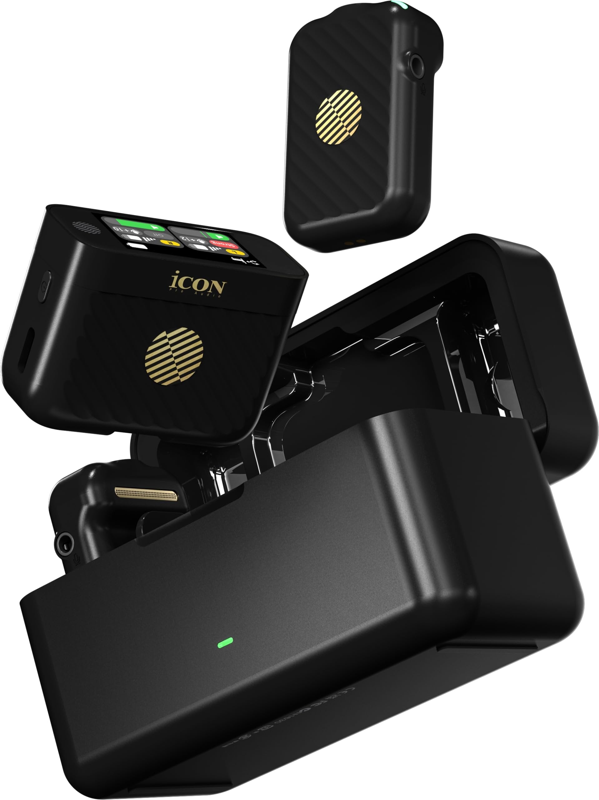 iCON Pro Audio AirMic Pro (2 TX + 1 RX + Charging Case) Wireless Lavalier Microphone, 250m (820 ft.) Range, 24-Hour Battery, Noise Cancellation, for PC, iPhone, Andriod, Interviews, Vlogs