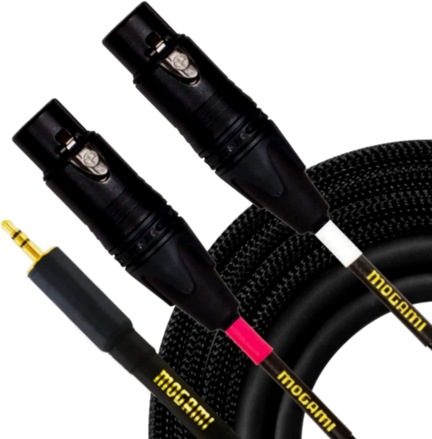 Mogami Gold Stereo Audio Y-Adapter Cable, Dual XLR-Female to 3.5mm TRS, Gold Contacts, Straight Connectors