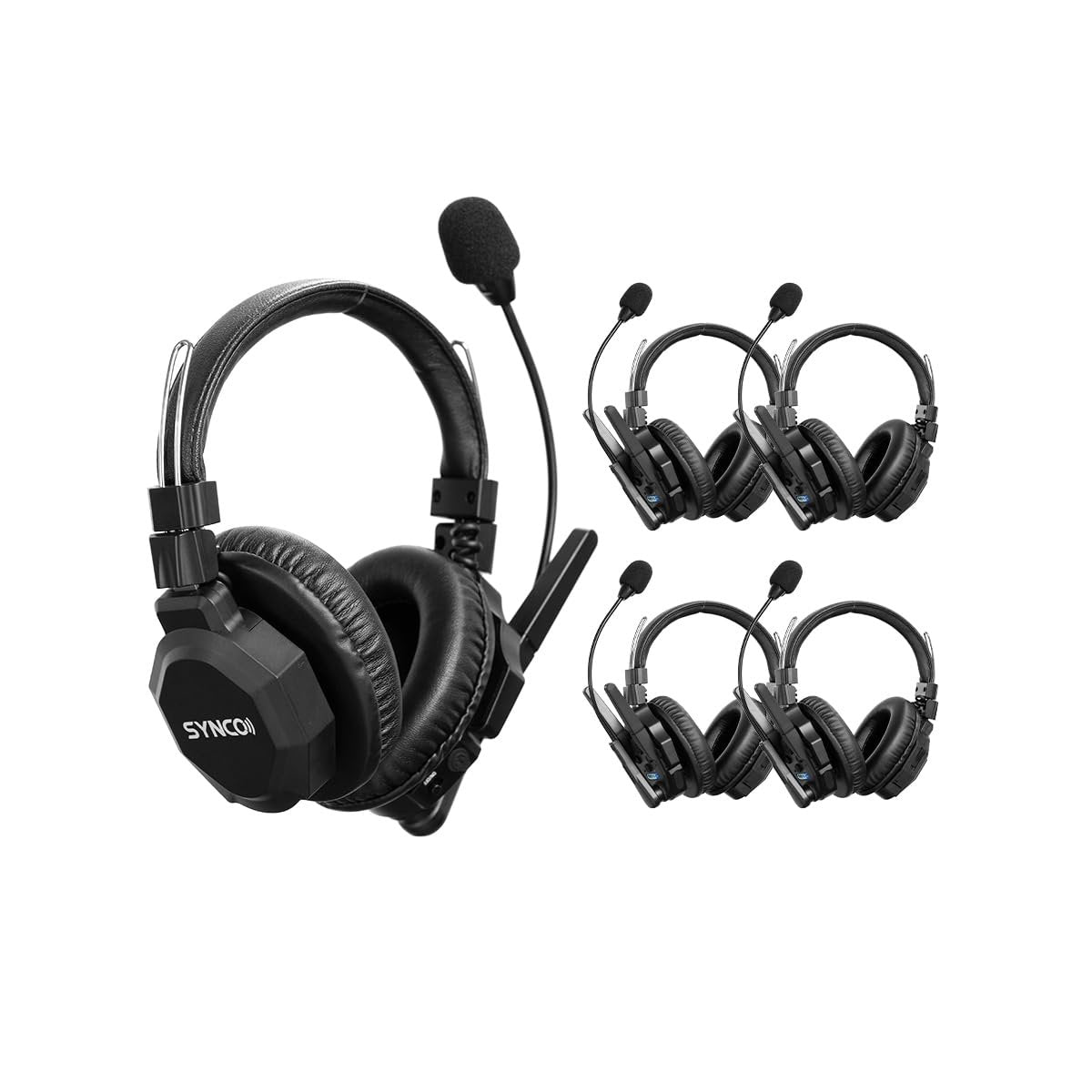 SYNCO Xtalk XMax2 Full-Duplex Wireless Intercom System with 2 Double-Ear Headsets (2.4 GHz) Random Master Device Design for Team Communication,Movie Shoot,Live Show Stage Performance