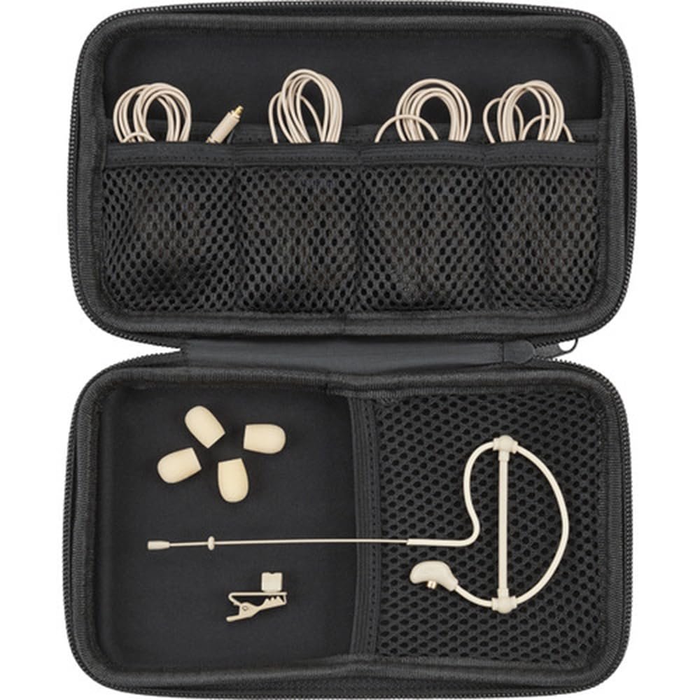 Samson SASE50TX Omnidirectional Earset Condenser Microphone Bundle with 5X Samson Windscreens & Polishing Cloth – 2.5mm Capsule, IP65-Rated, Moisture-Resistant Design (Beige)