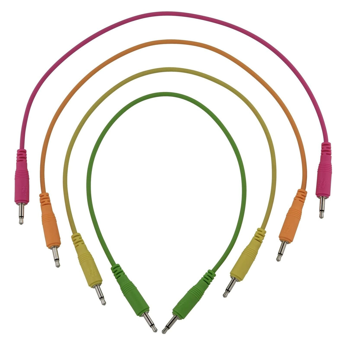 Pig Hog Pig Patch 3.5mm Mono Synthesizer Patch Cables, 4-Pack of 12 Neon Cables