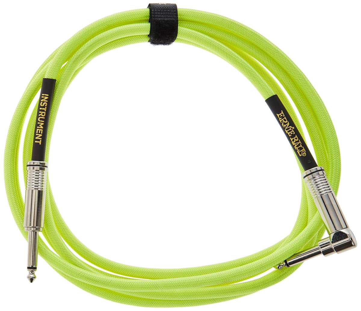 Ernie Ball Braided Instrument Cable, Straight/Angle, 10ft, Neon Yellow (P06080)
