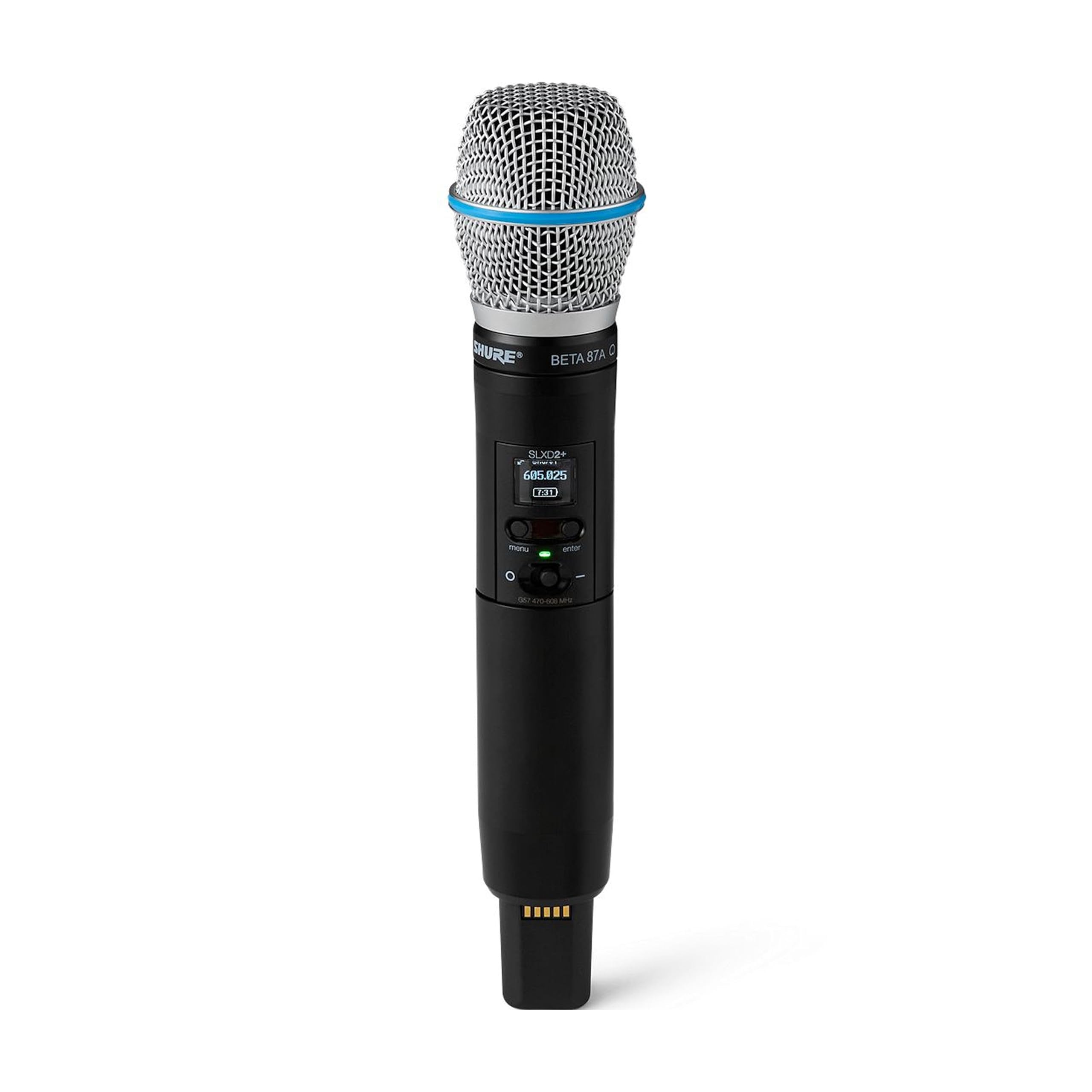 Shure SLXD2+ Handheld Transmitter with Beta87A Capsule - Pro Audio Management, 24-bit Audio, Wide-Tuning Range, ShowLink Control, Automatic Frequency Management, Mobile Configuration, 8-Hour Battery