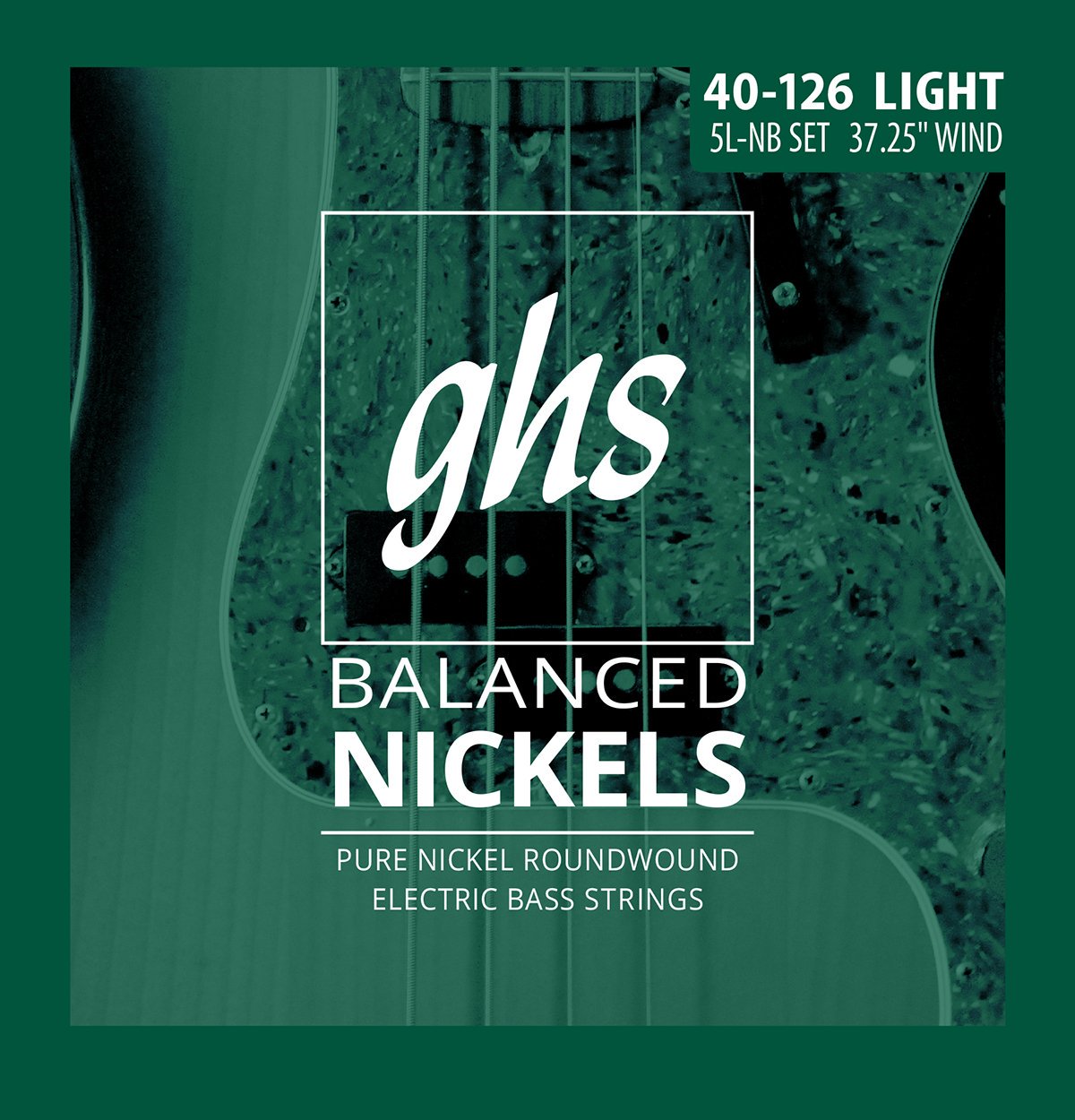 GHS Strings GHS Balanced Nickels 5 Bass Strings Light Gauge, 40-126, (37.25" Winding) (5L-NB)