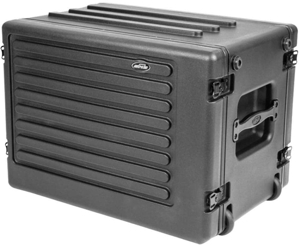 SKB rSeries Shallow Rolling Rack Roto-molded Case - 8U