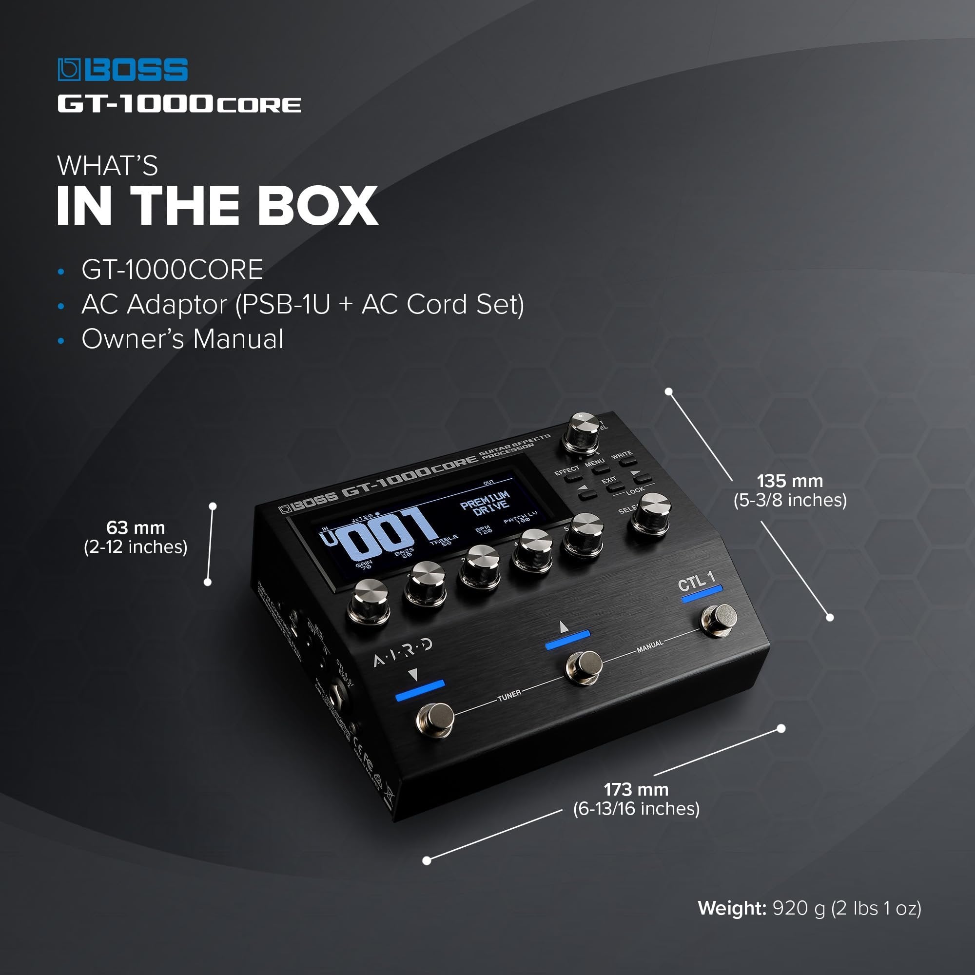 BOSS GT-1000CORE Guitar Effects Processor in a Compact Pedal | Unlimited Sound Creation | Unmatched Sound Quality with 32-Bit AD/DA | 32-Bit Floating-Point Processing | Cutting-Edge AIRD Technology