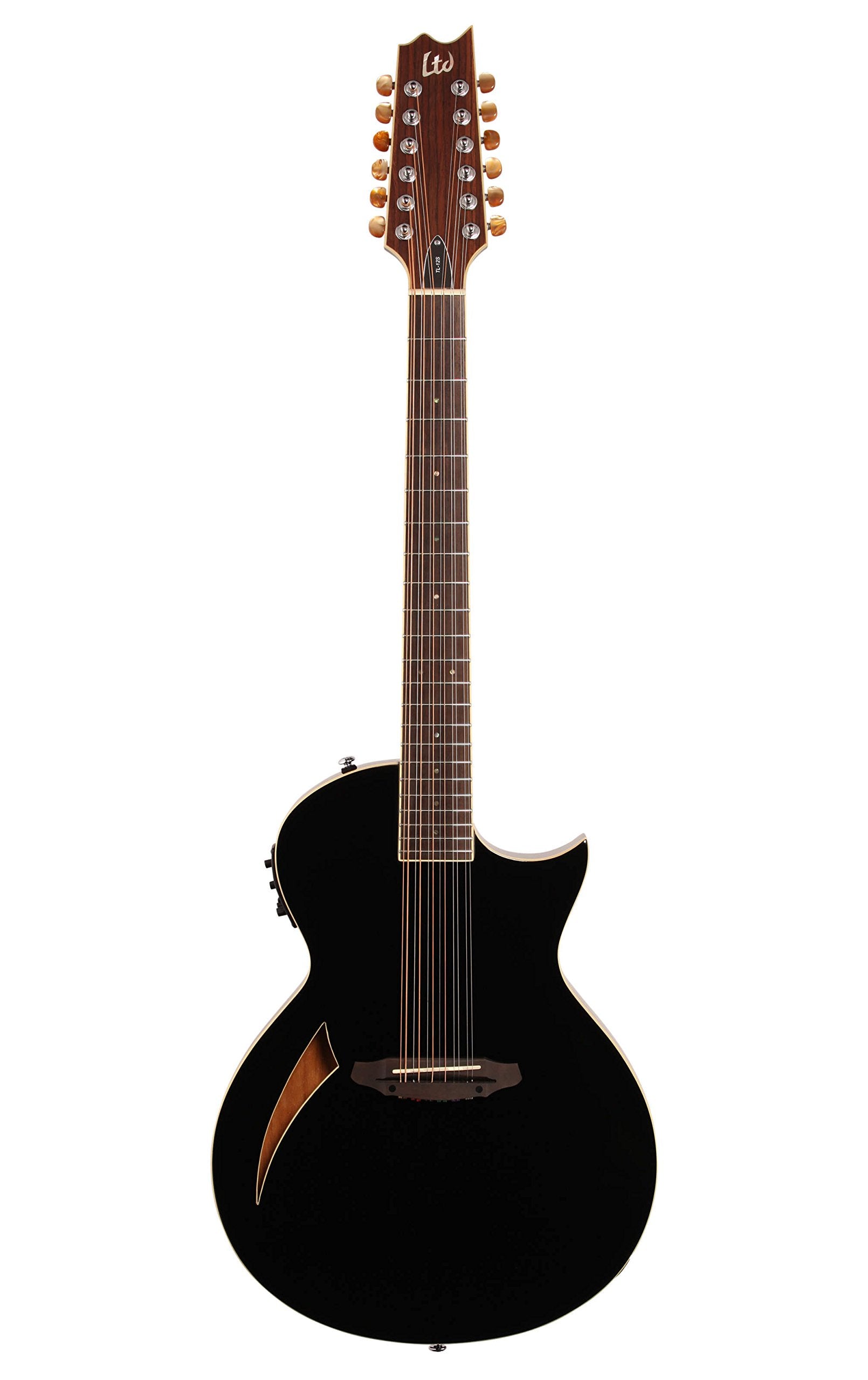 ESP LTD TL-12 Thinline 12-String Acoustic Electric Guitar, Black